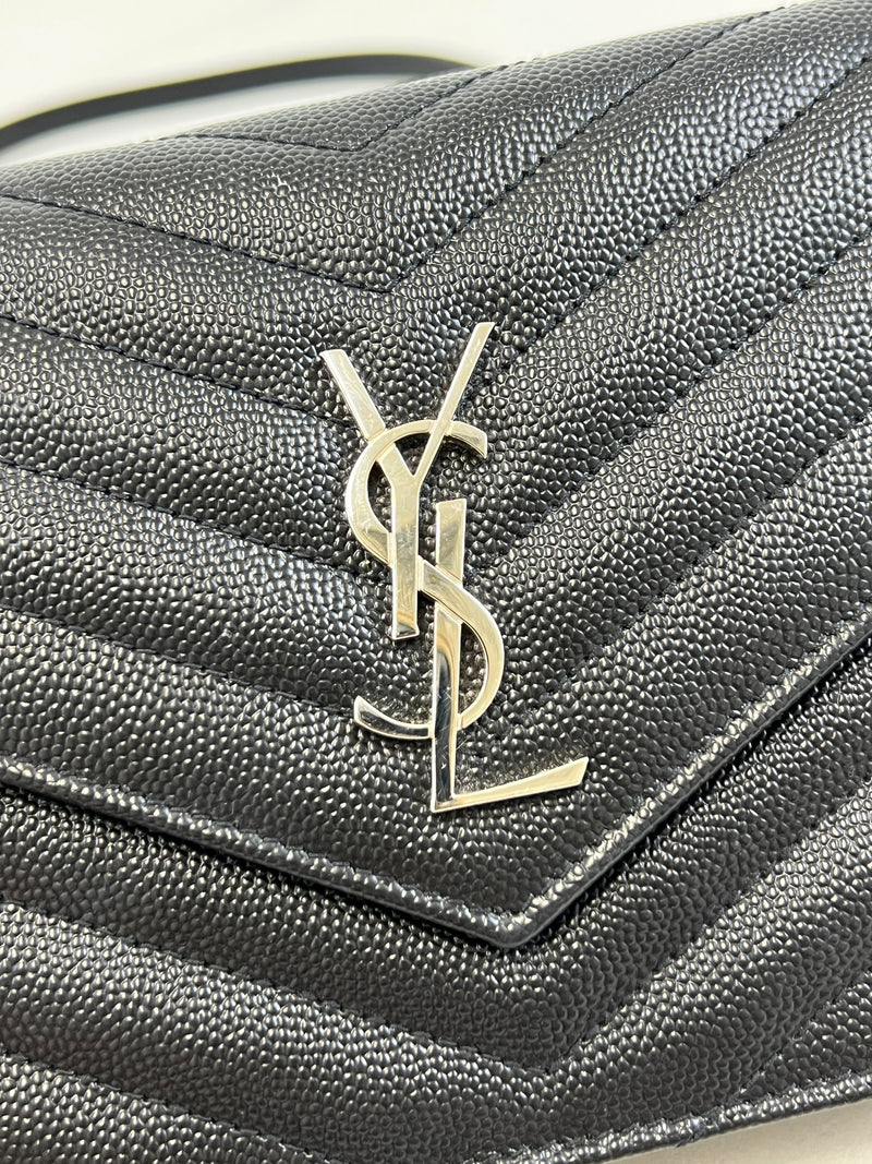 Saint Laurent Black Cassandre Envelope WOC SHW