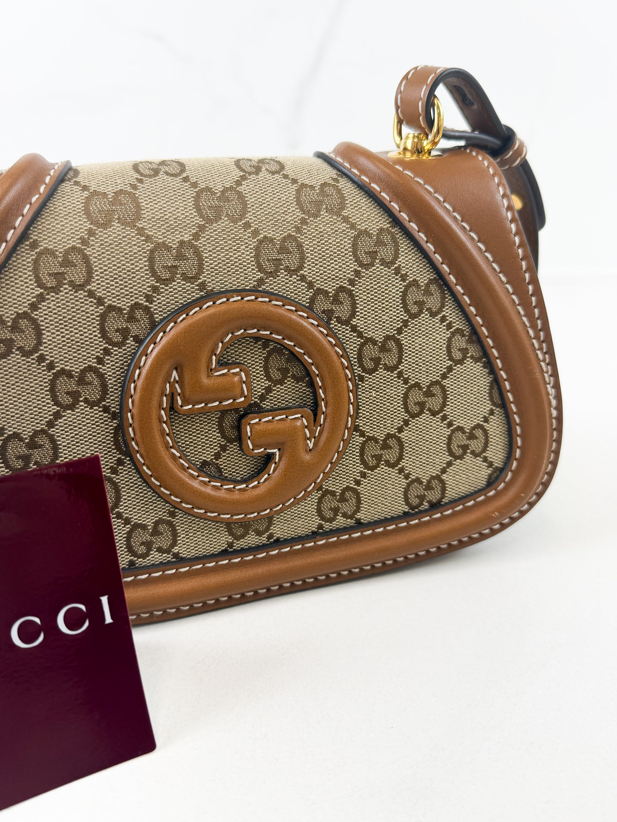 Gucci Blondie Small Shoulder Bag In Beige Coated Canvas