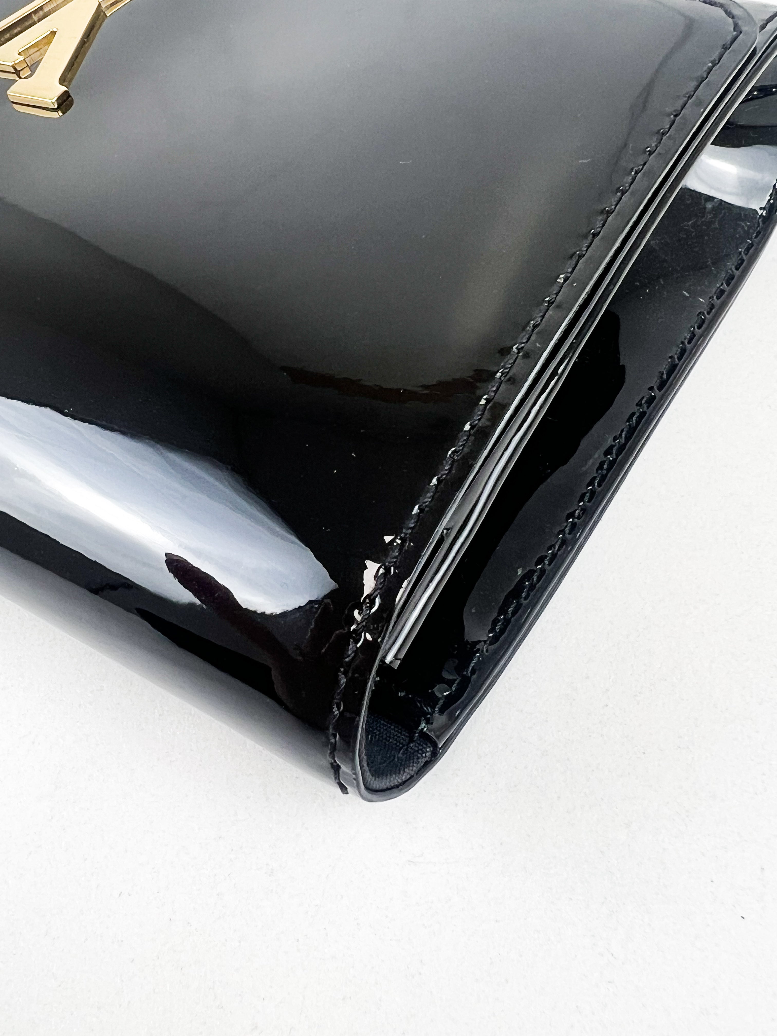 LV Patent Black St Louise Clutch