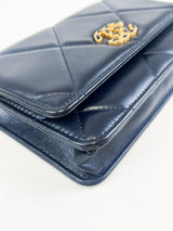 Chanel 19 Navy Wallet on Chain WOC in Lambskin Leather