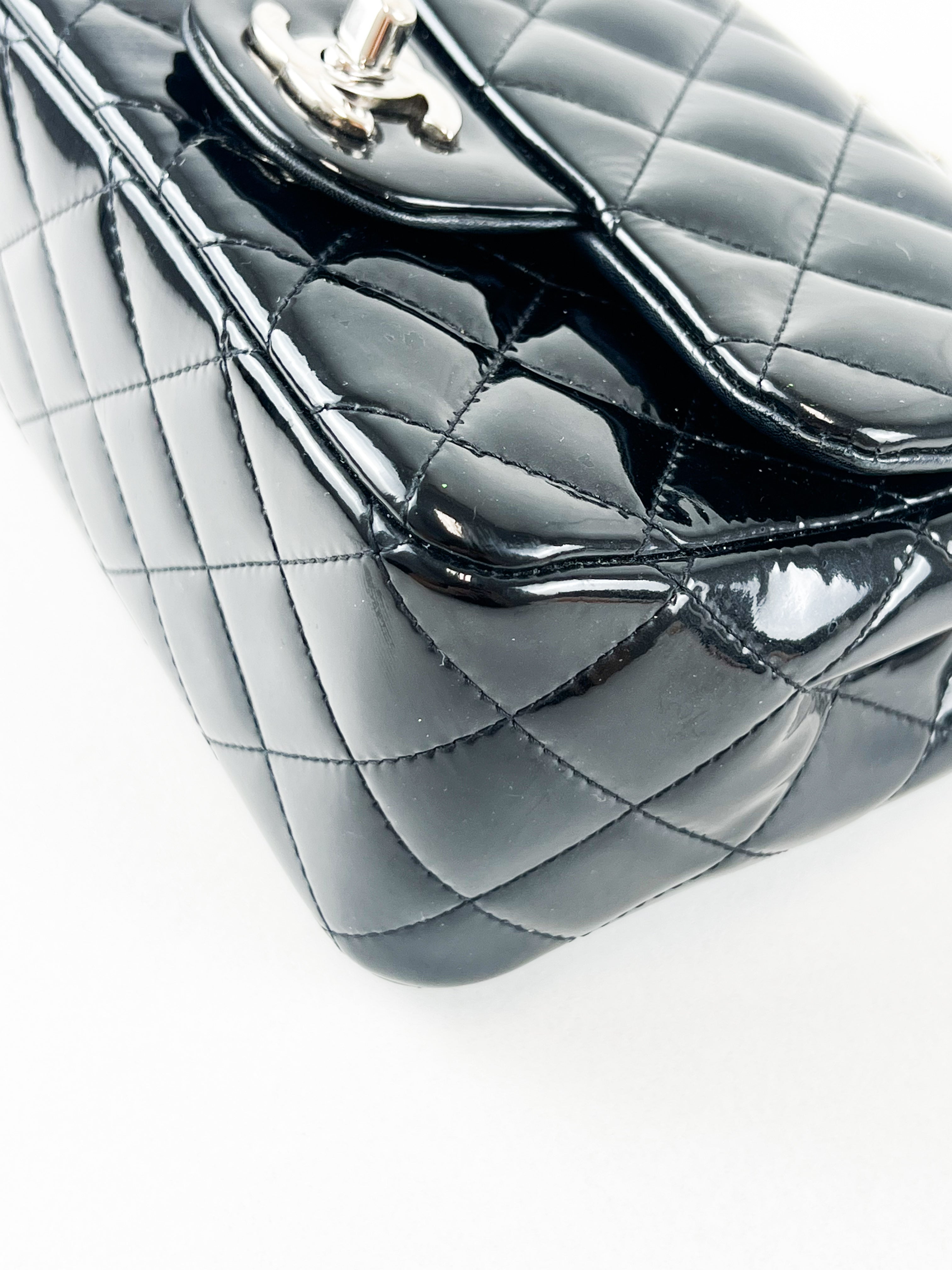 Chanel Patent Mini Square in Black with SHW