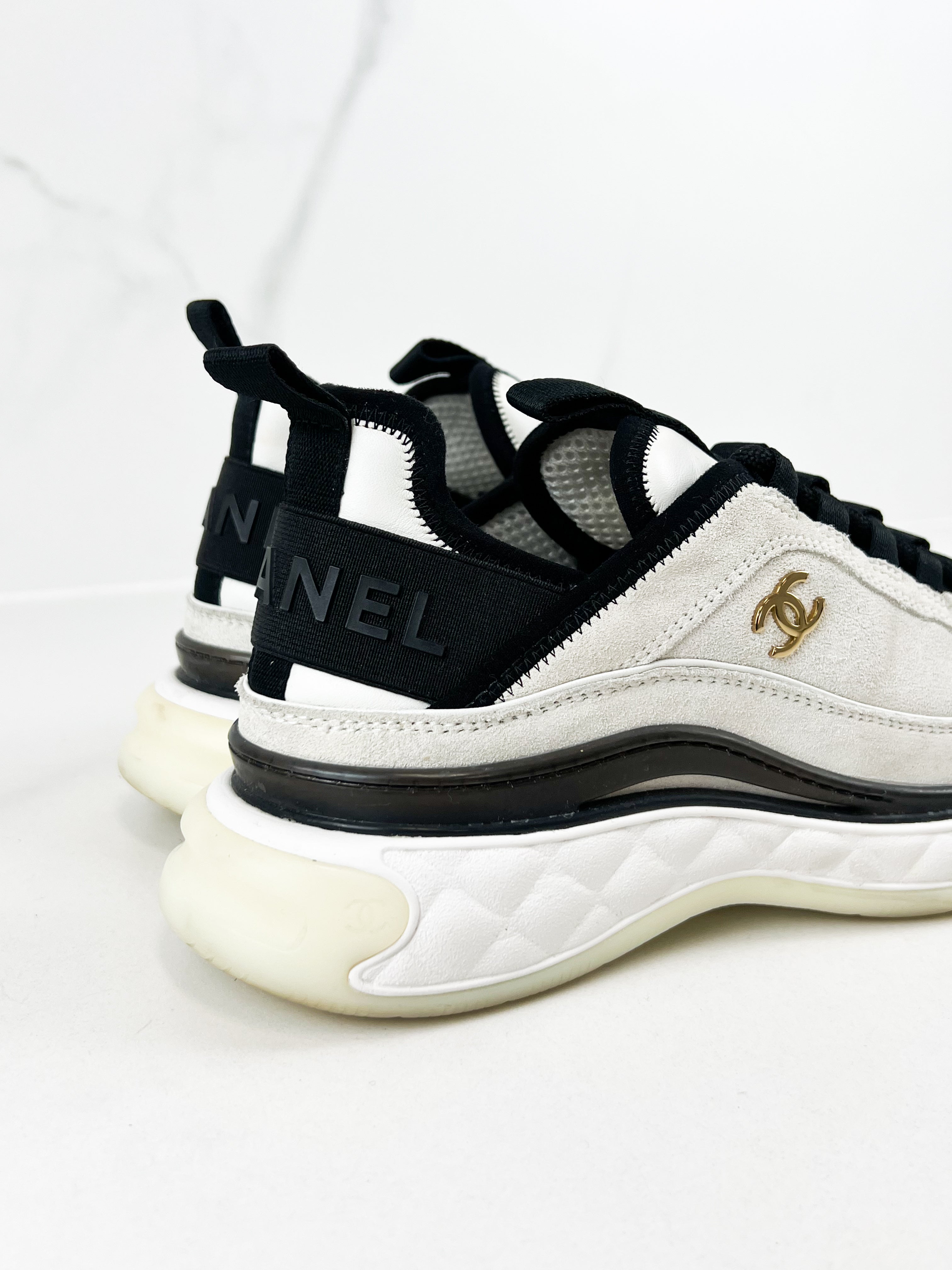 Chanel CC White & Black Sneaker Size 36.5