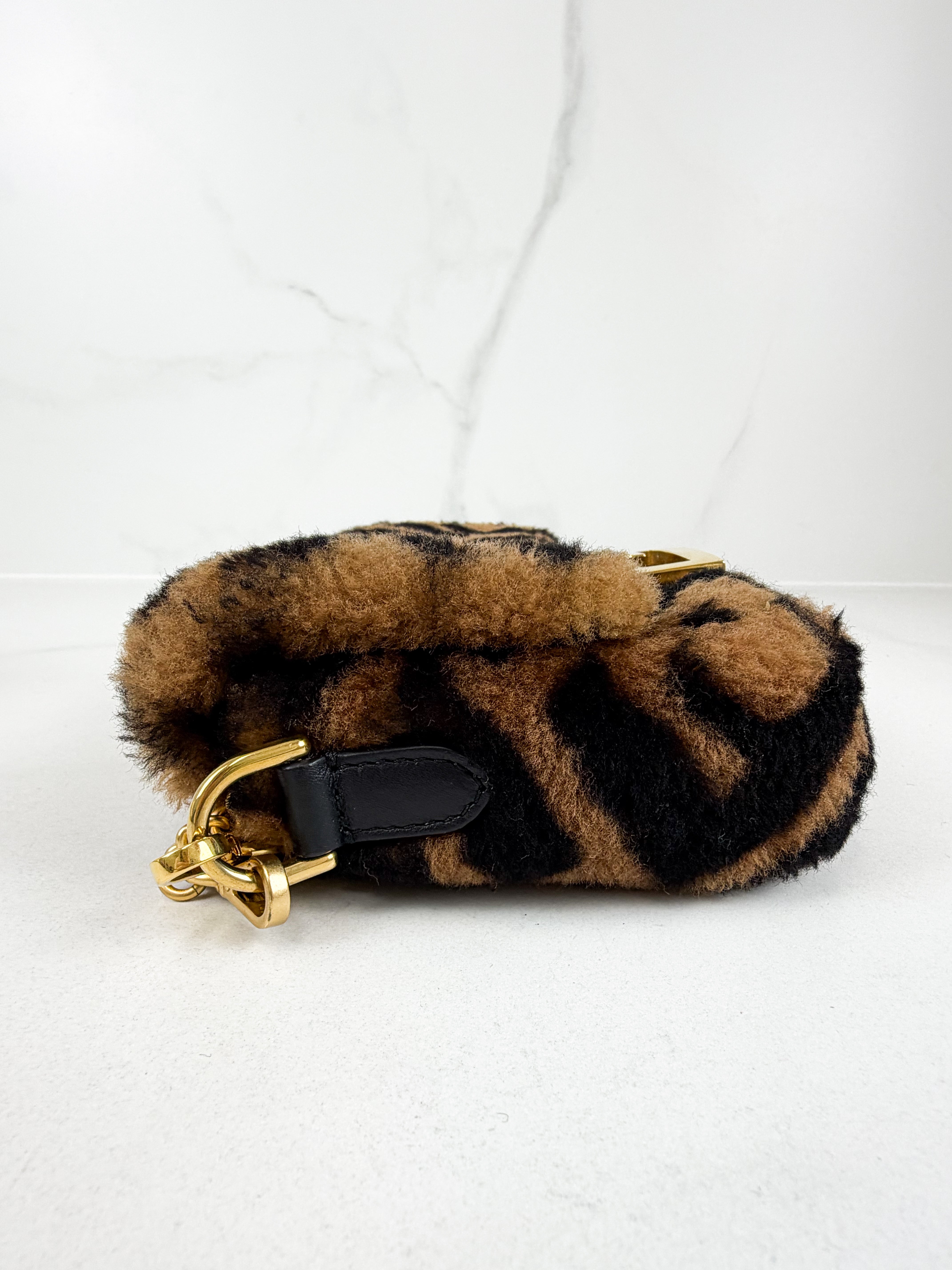 Fendi FF Baguette Shearling Mini Bag
