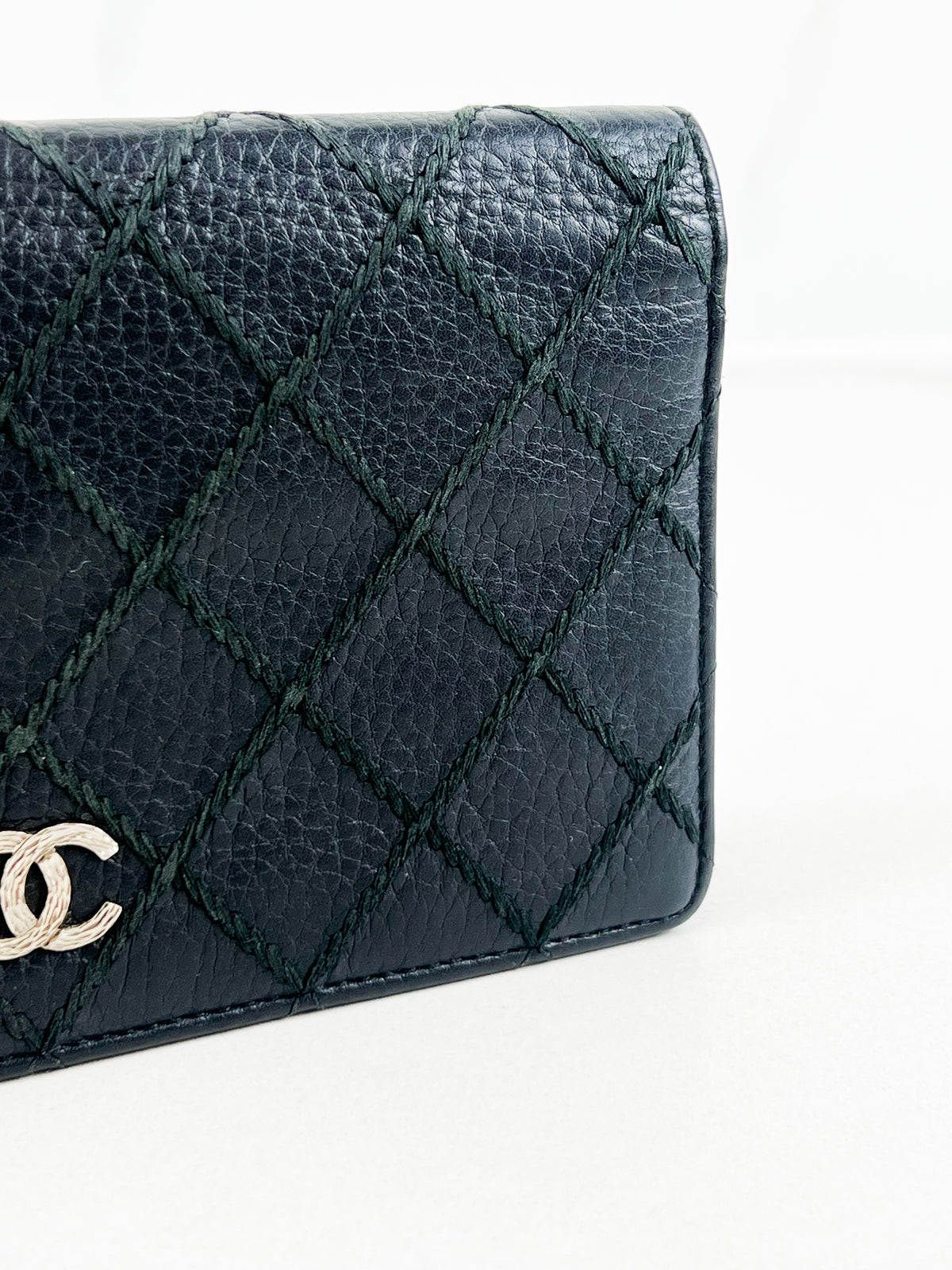 Chanel CC Black Aged Calfskin Flap Wallet SHW