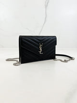 Saint Laurent Black Cassandre Envelope WOC SHW