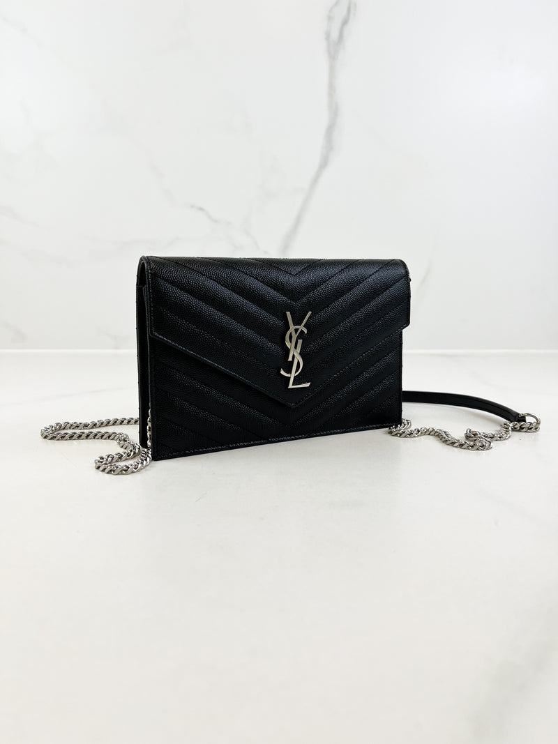 Saint Laurent Black Cassandre Envelope WOC SHW