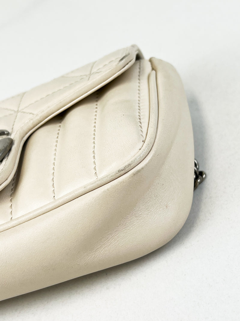 Gucci White GG Marmont Matelasse Super Mini Bag