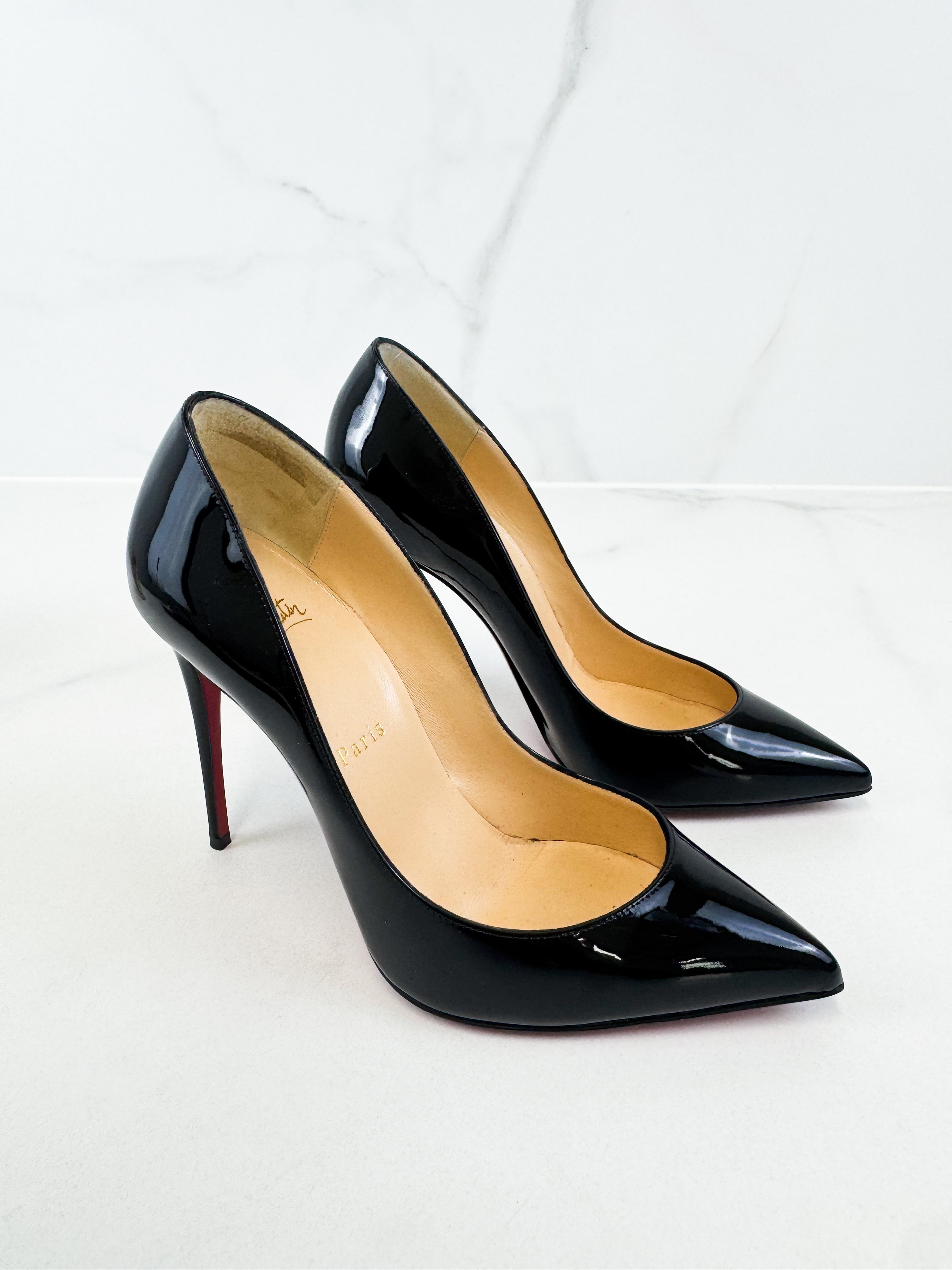 Christian Louboutin Black Pigalle Follies 100 Patent Size 38