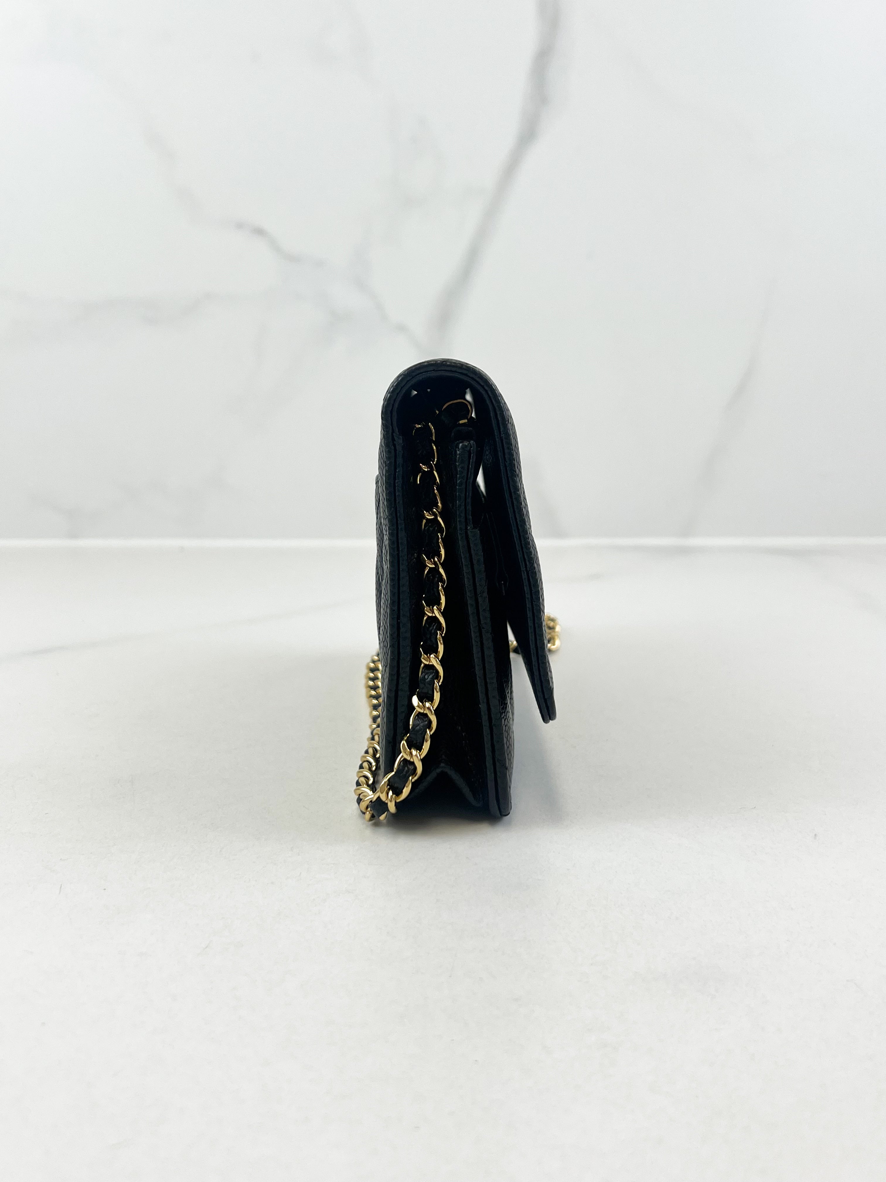 Chanel Black Classic Caviar CC WOC with GHW