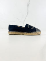 Chanel CC Logo Navy Wool Espadrille Size 39