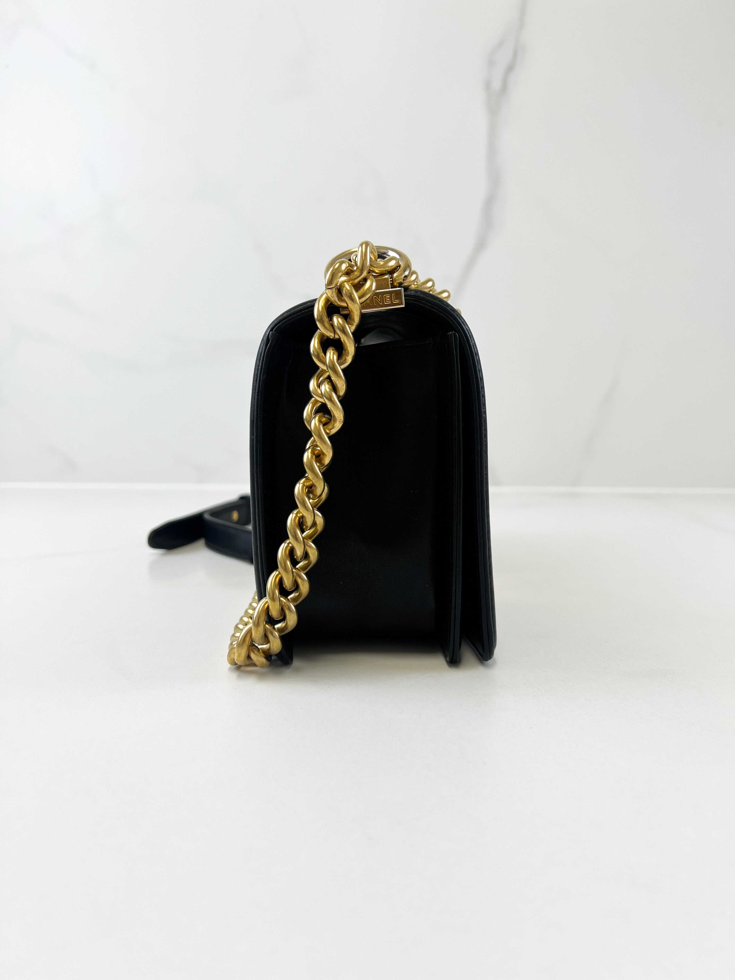 Chanel Black Old Medium Lambskin Boy Bag GHW