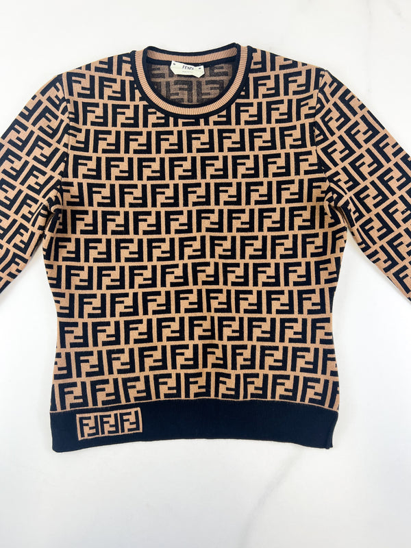 Fendi Long Sleeve Brown Jumper Size 40