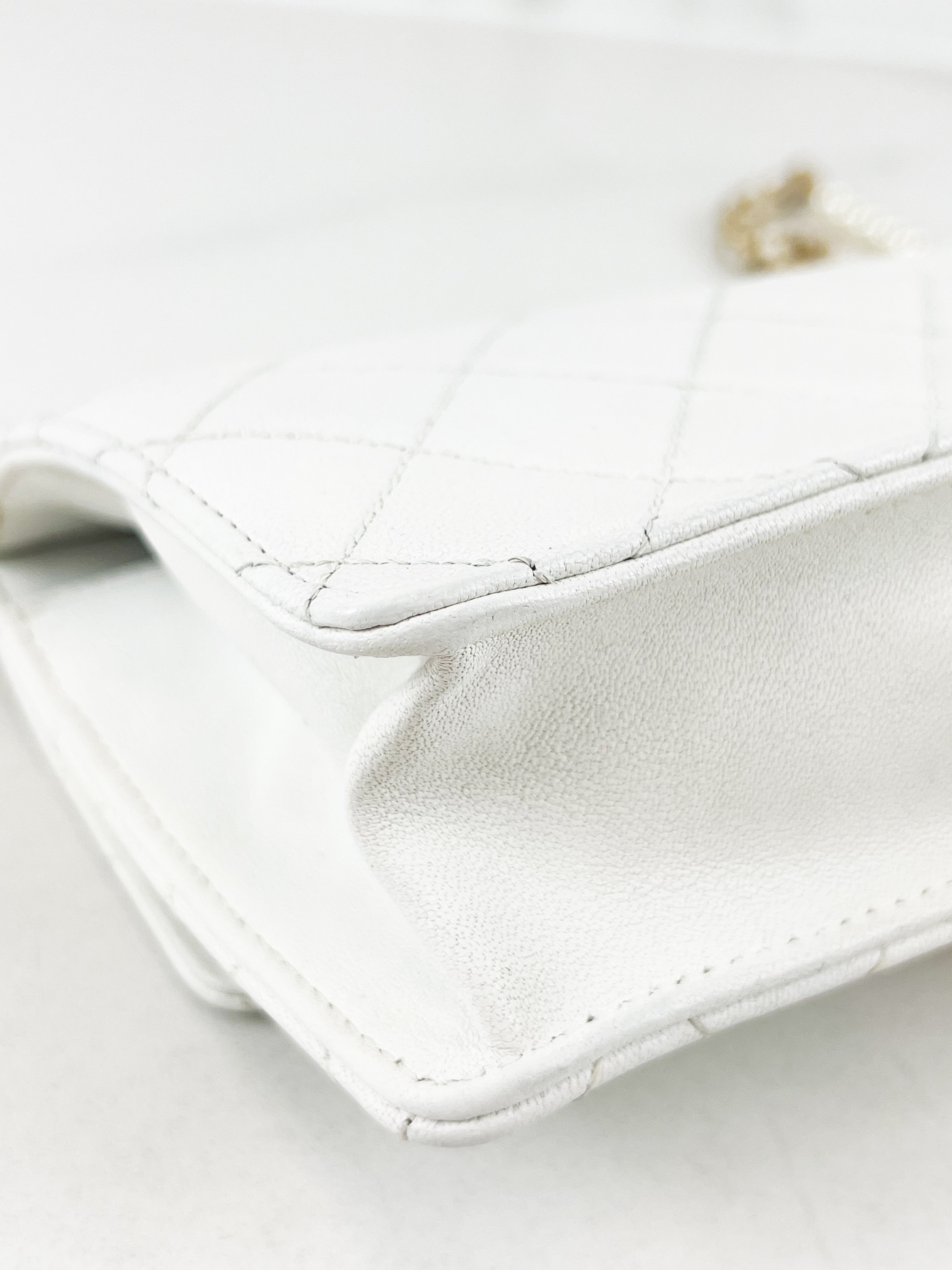 Chanel White Pearl Chain Flap