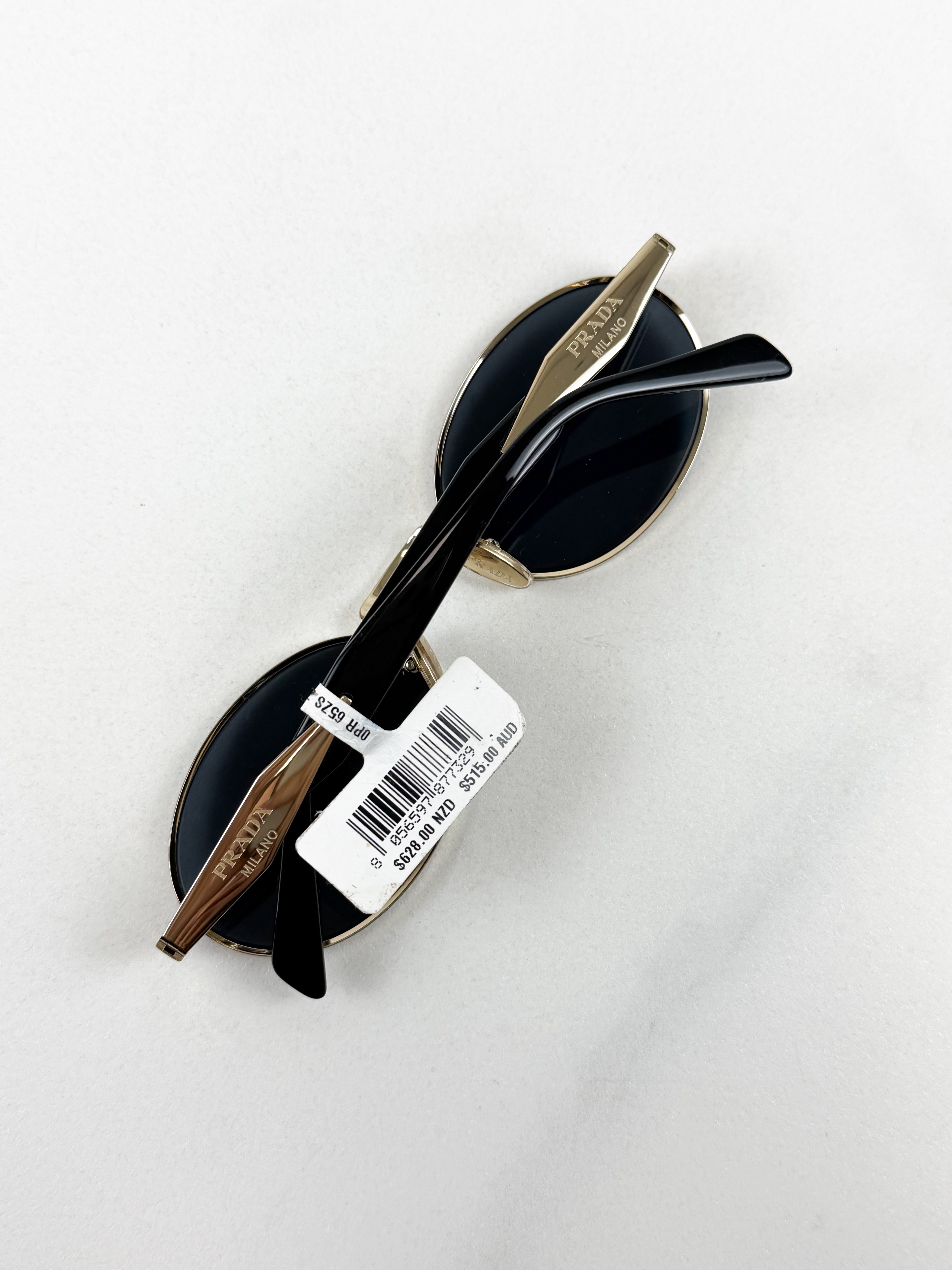 Prada Oval Frame Logo Black Sunglasses