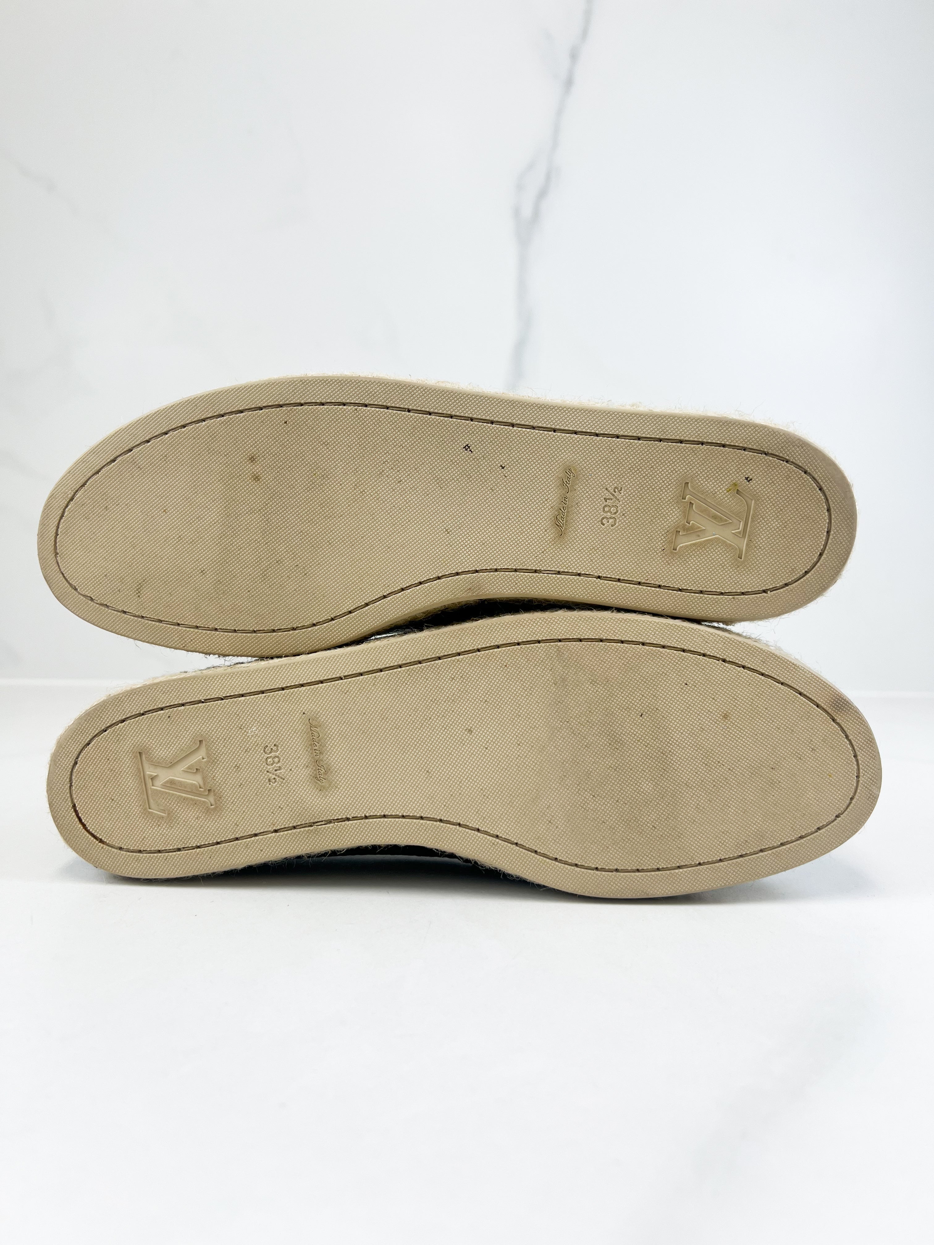 Louis Vuitton Black Leather Tropical Bloom Espadrille Size 38.5