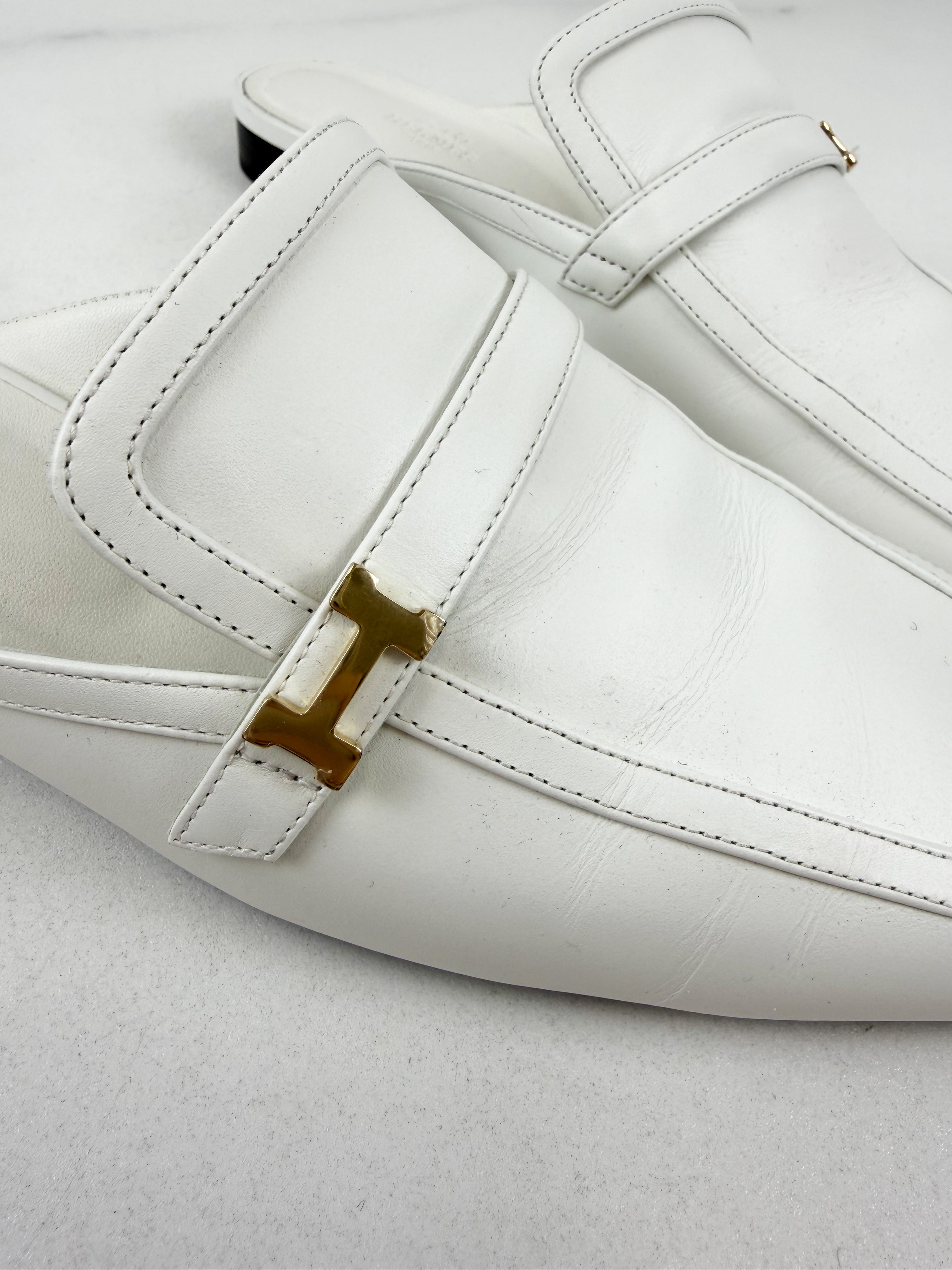 Hermes Groupie Mule Blanc Size 40