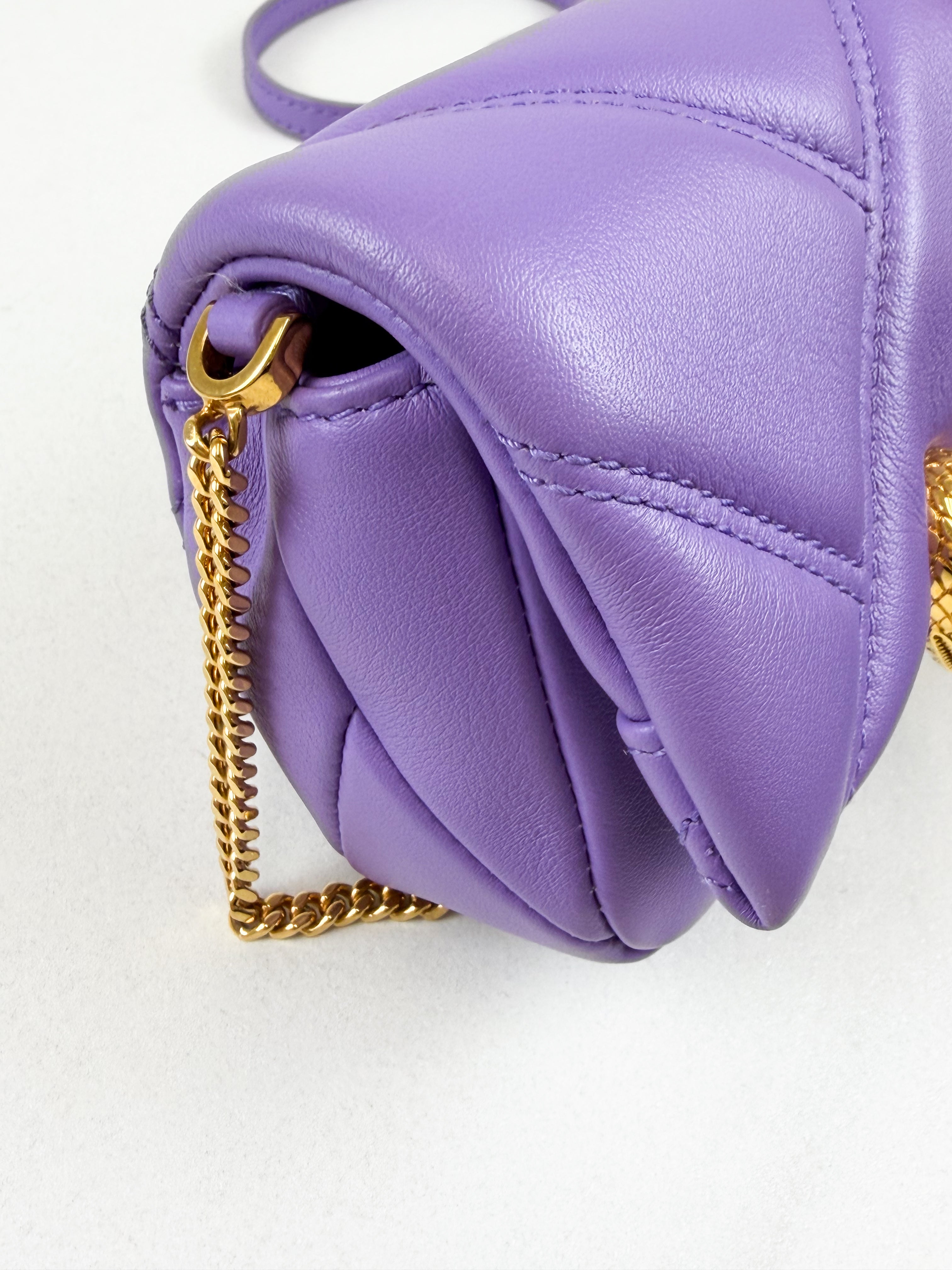 Bvlgari Serpenti Purple Quilted Leather Cabochon Micro Bag
