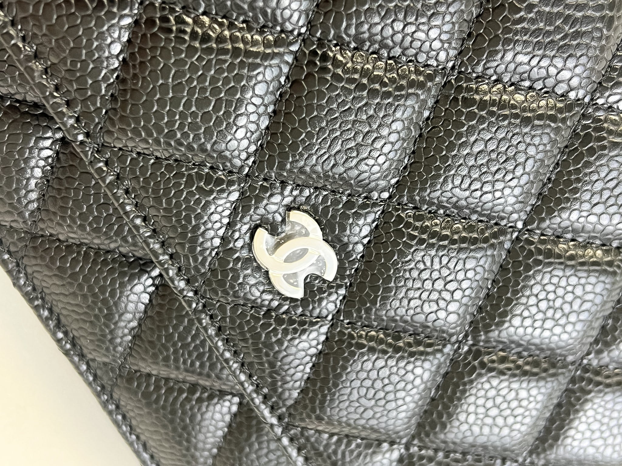 Chanel Black Classic Caviar CC WOC with SHW