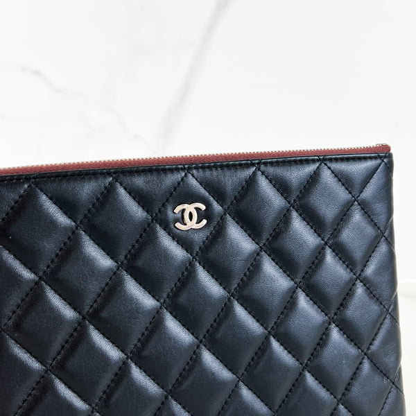 Chanel Small Quilted Lambskin Pouch in Black