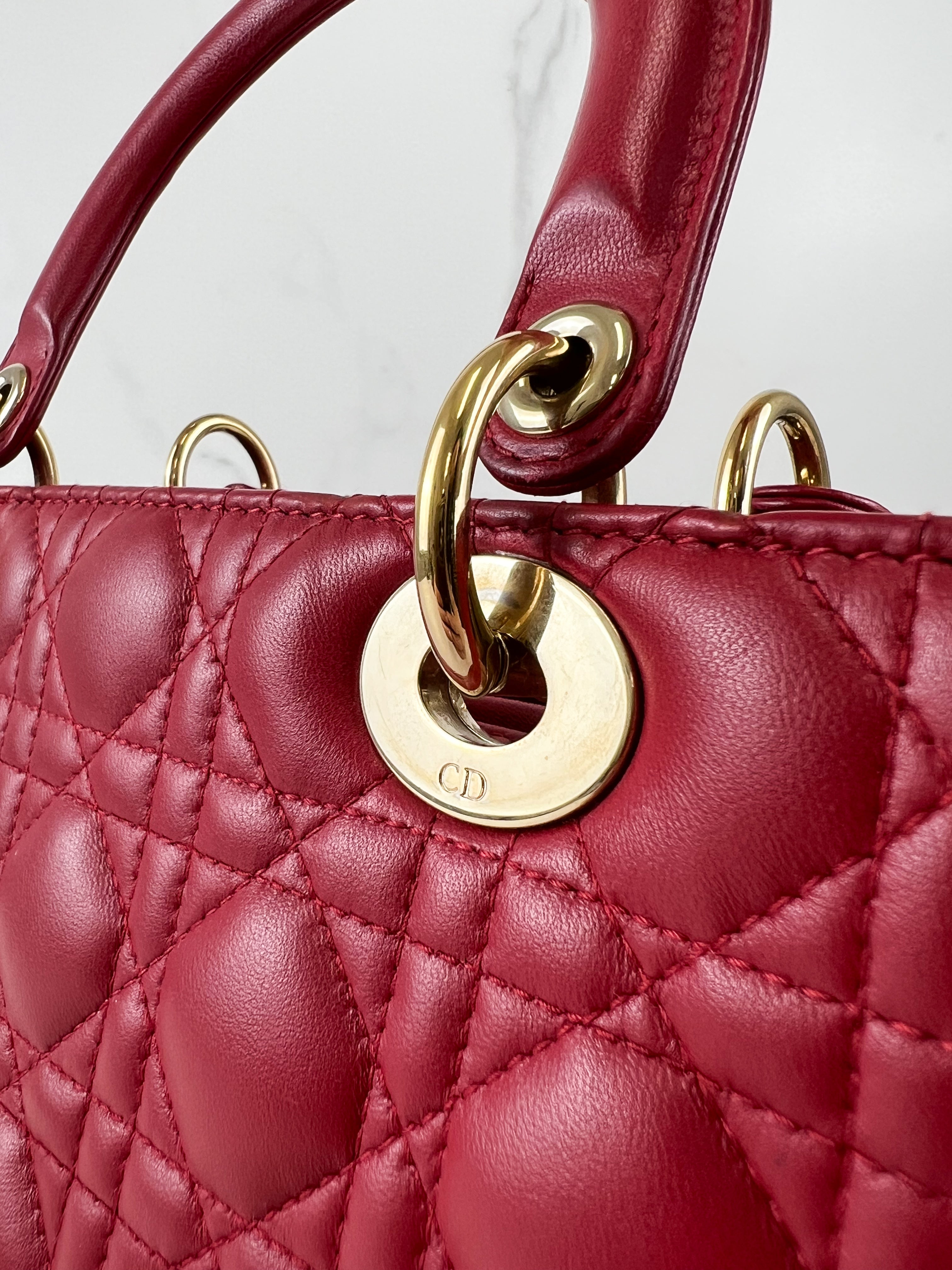 Christian Dior Red Medium Lady Dior