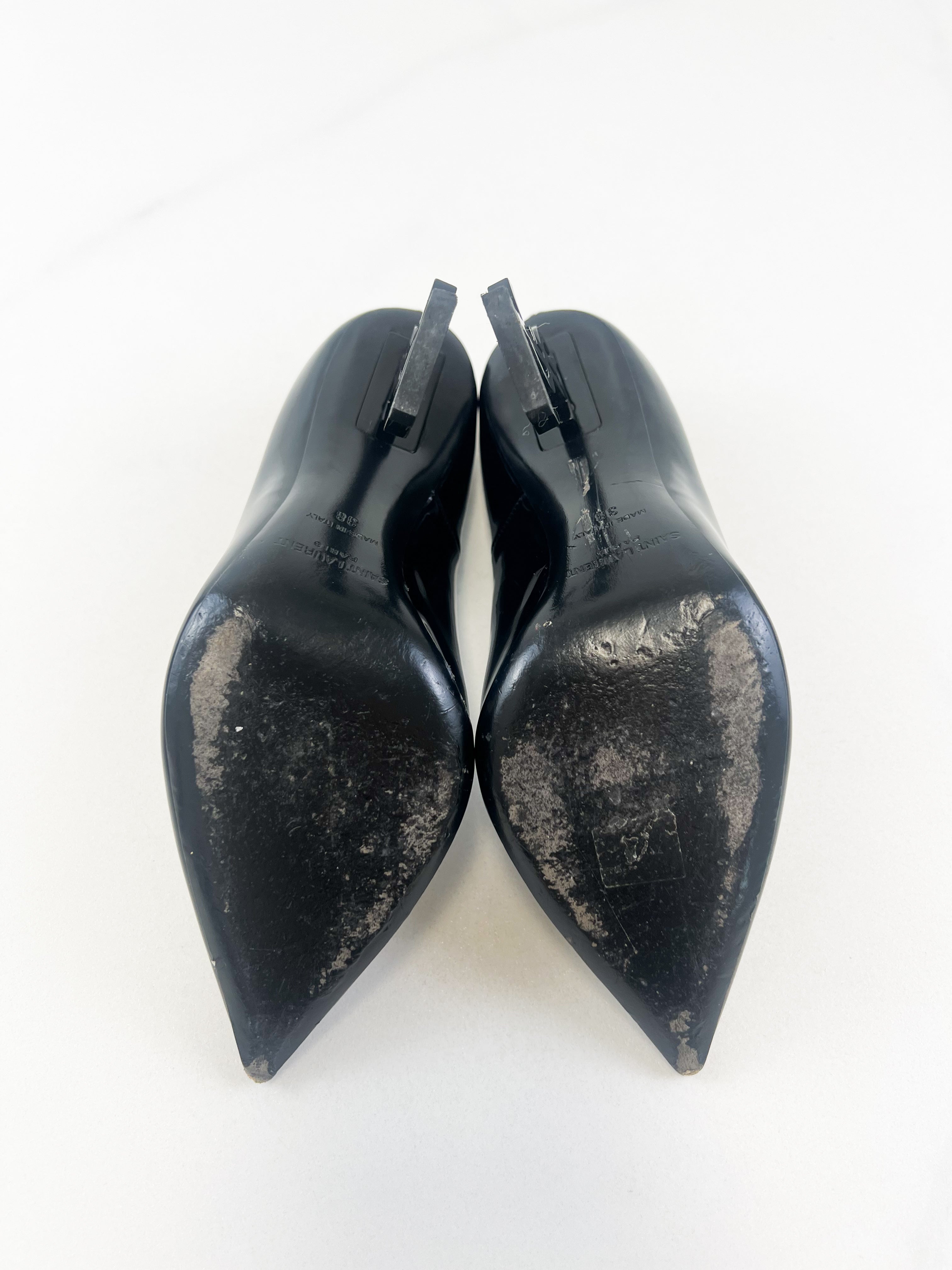 Saint Laurent Opyum Black Leather Pumps BHW Size 38