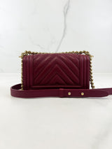 Chanel Small Burgundy Caviar Boy Bag