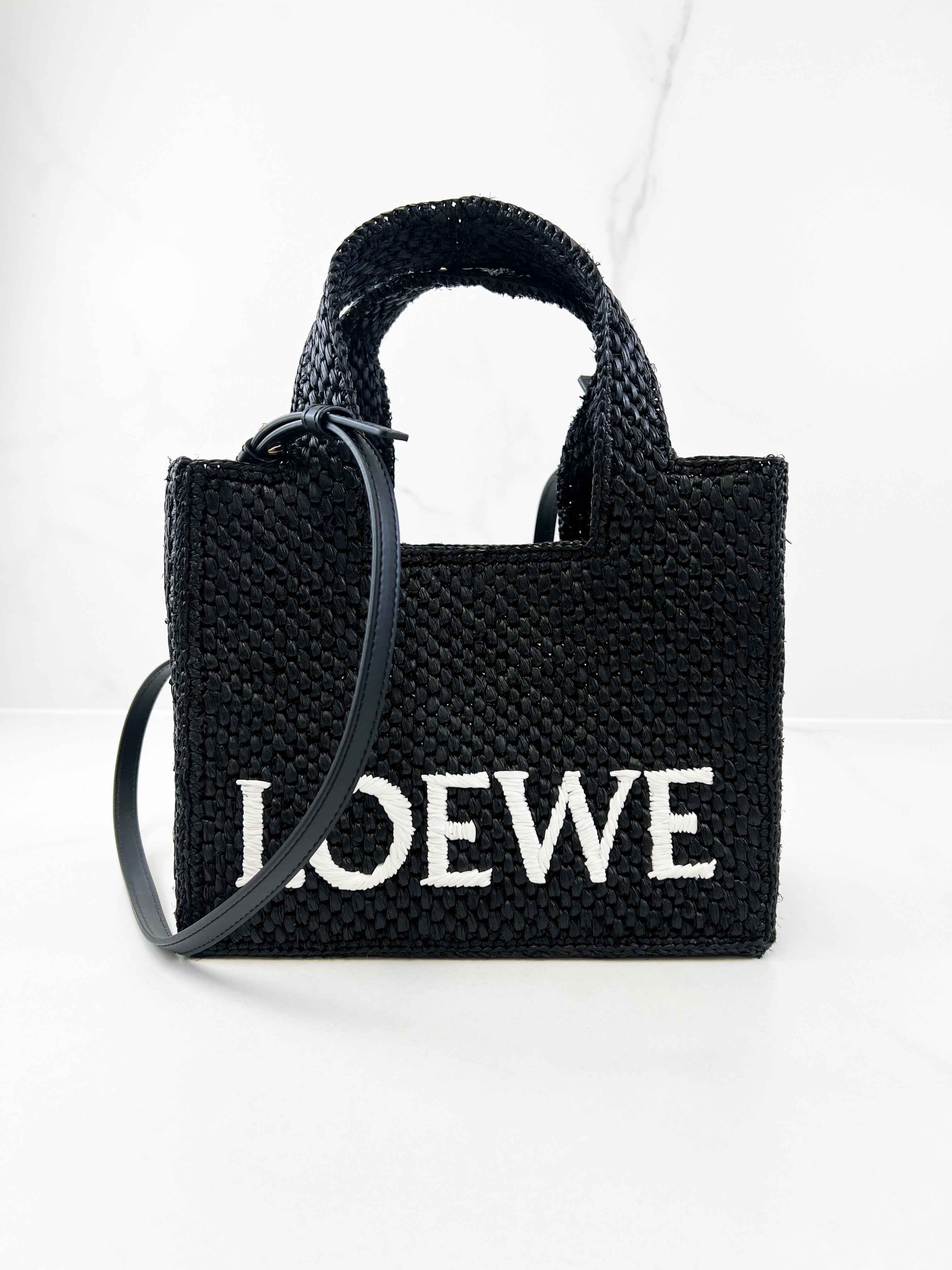 Loewe Mini Font Tote Raffia