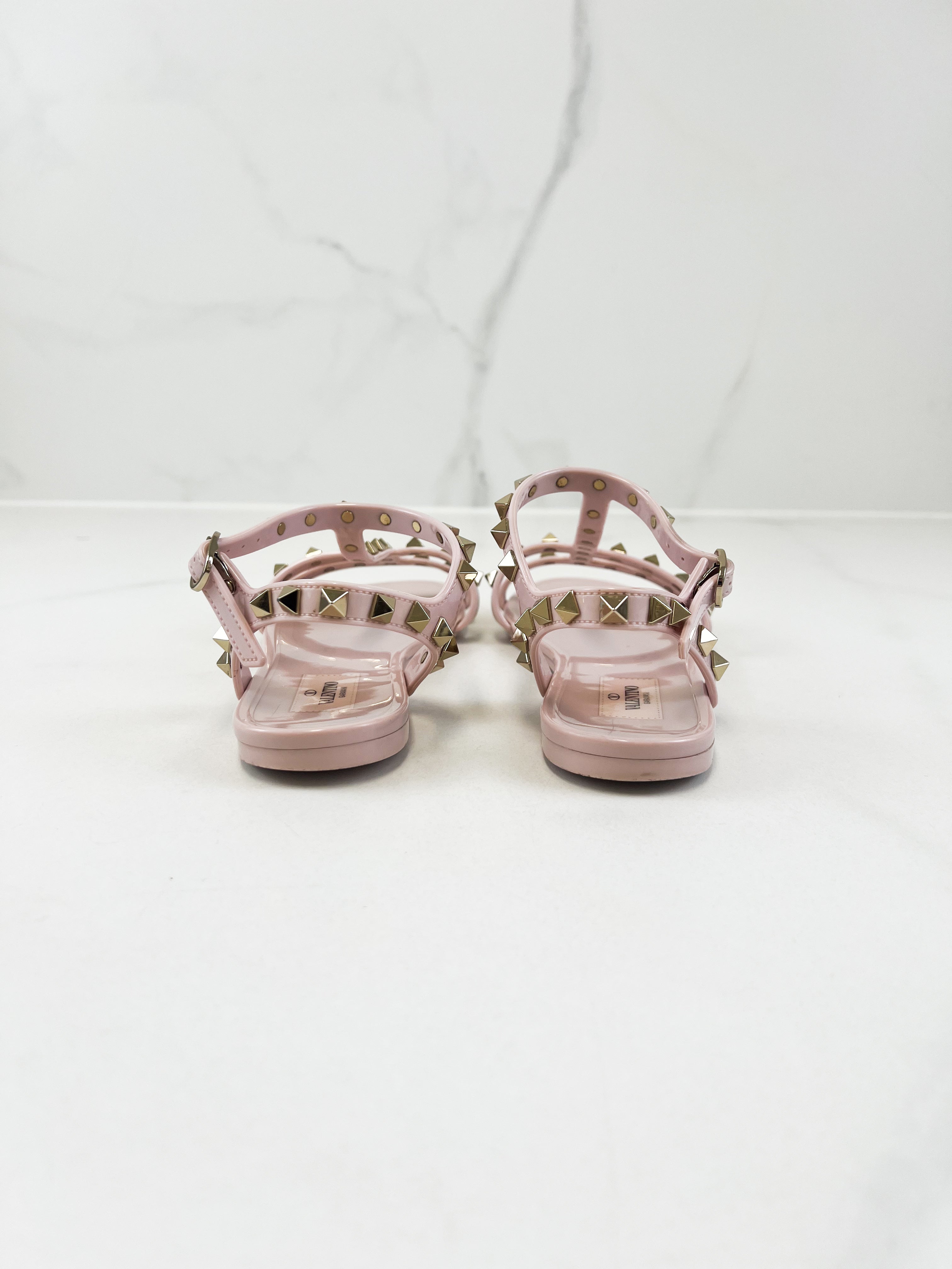 Valentino Garavani Rockstud PVC Sandal in Baby Pink Size 36