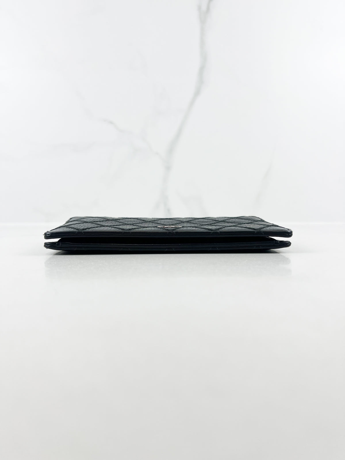 Chanel CC Black Aged Calfskin Flap Wallet SHW