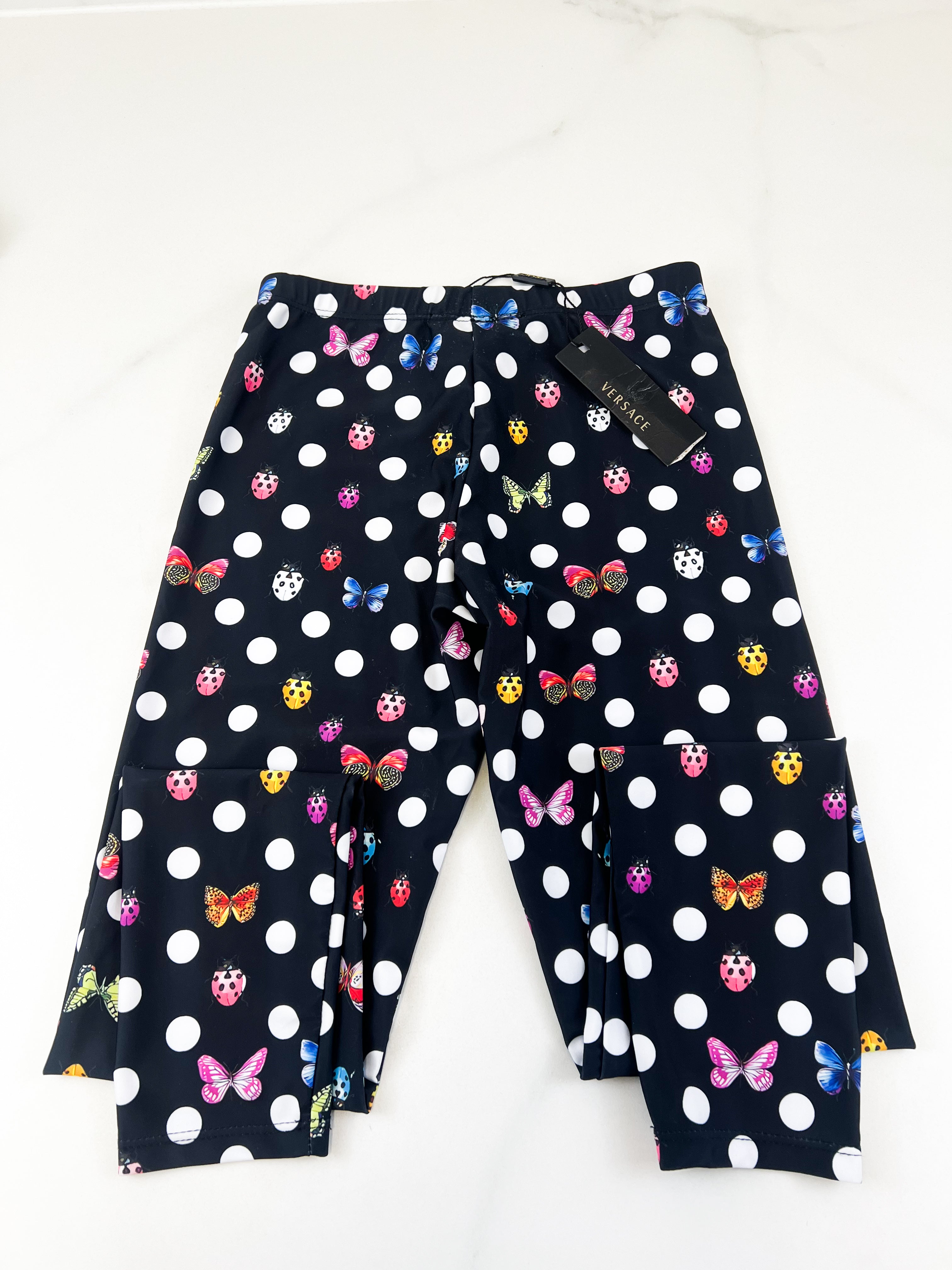 Versace Ladybug Multicolour Polkadot Print Bustier Crop Top & Legging Set
