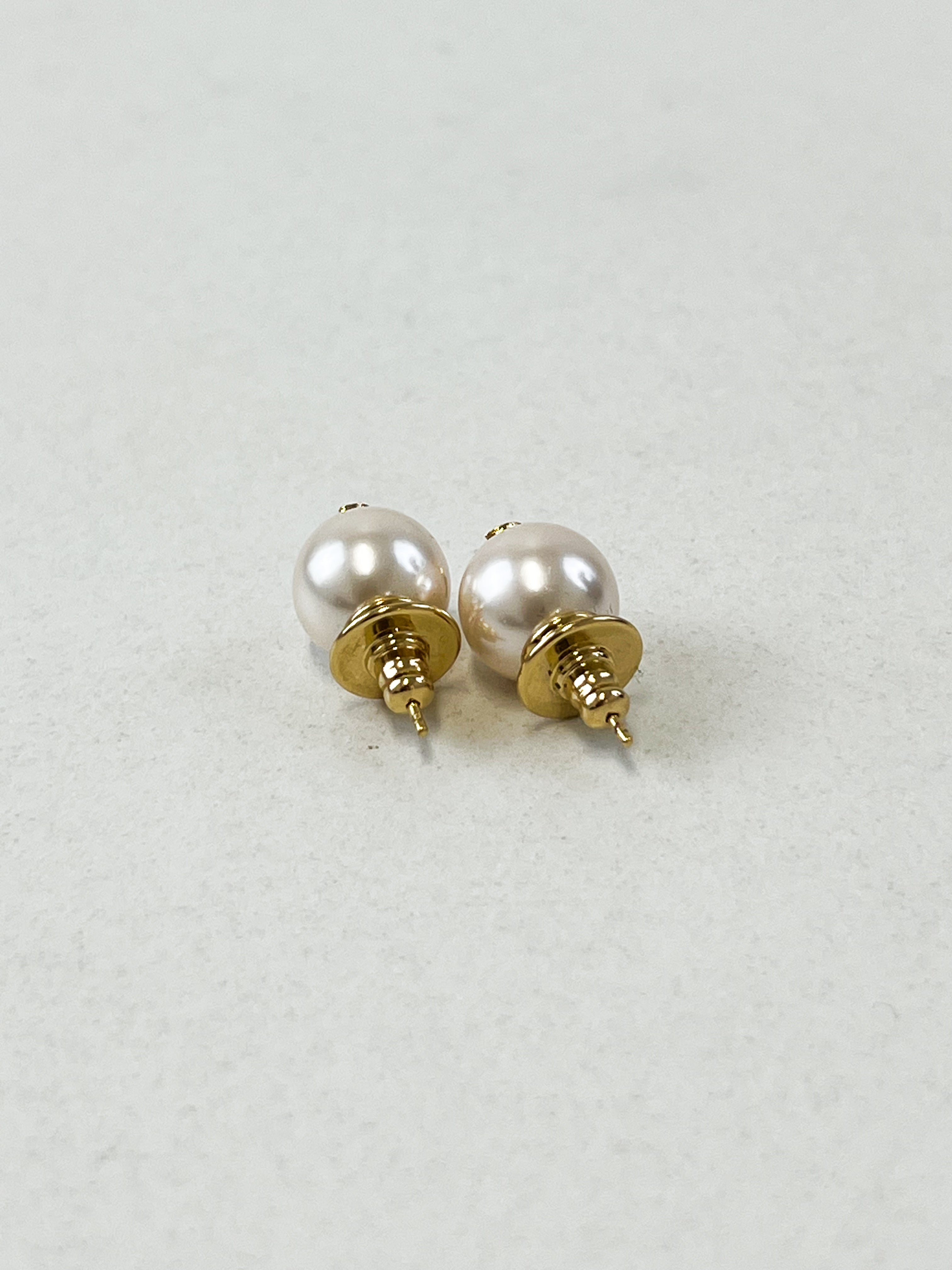 Jimmy Choo Logo Pearl Stud Earrings