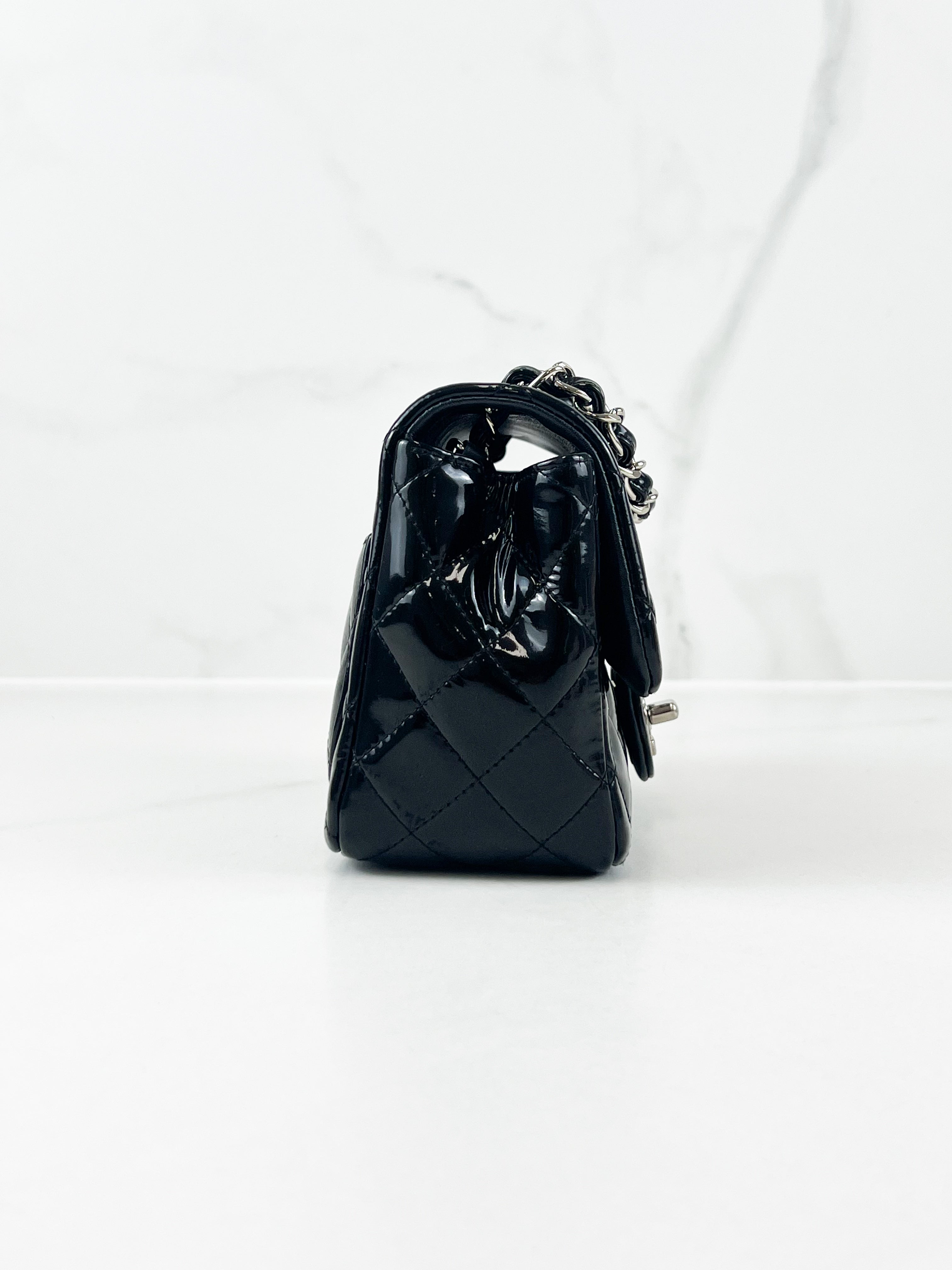 Chanel Patent Mini Square in Black with SHW