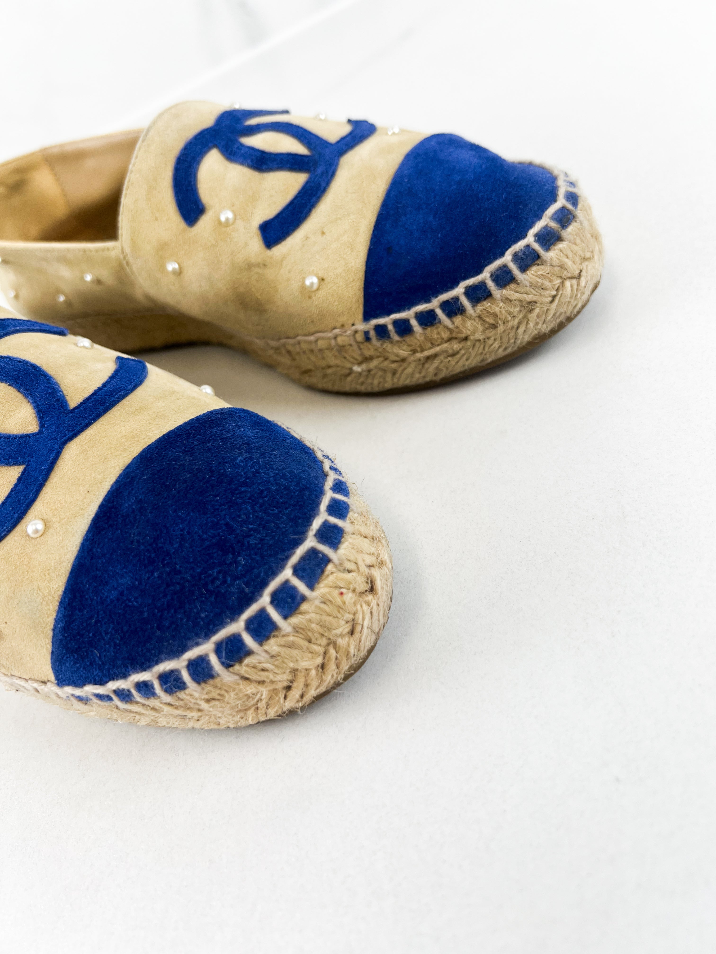 Chanel CC Velvet Espadrille Size 37