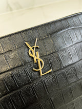 Saint Laurent Croc Pouch with SHW