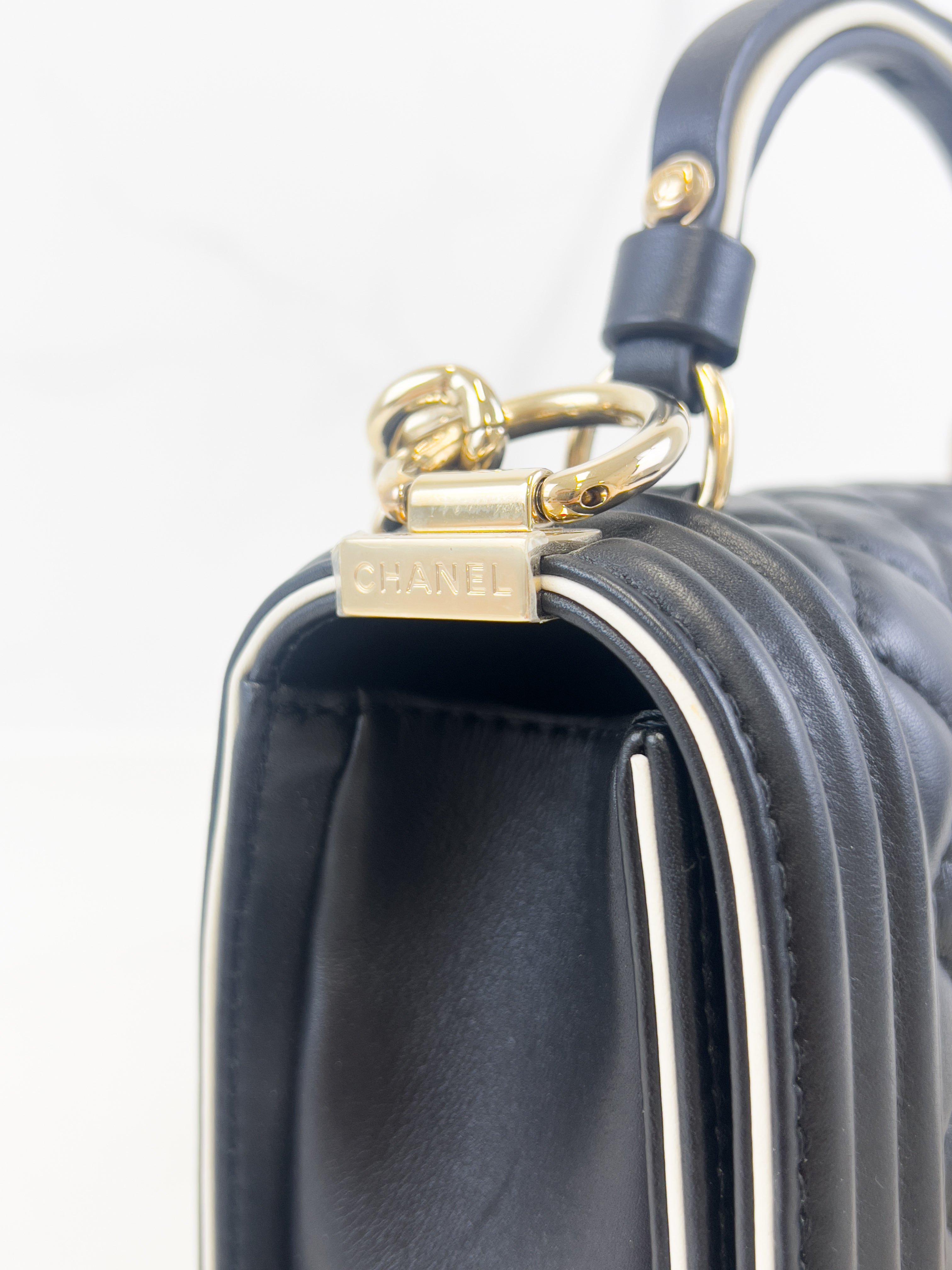 Chanel Top Handle Small Black Boy Bag with GHW