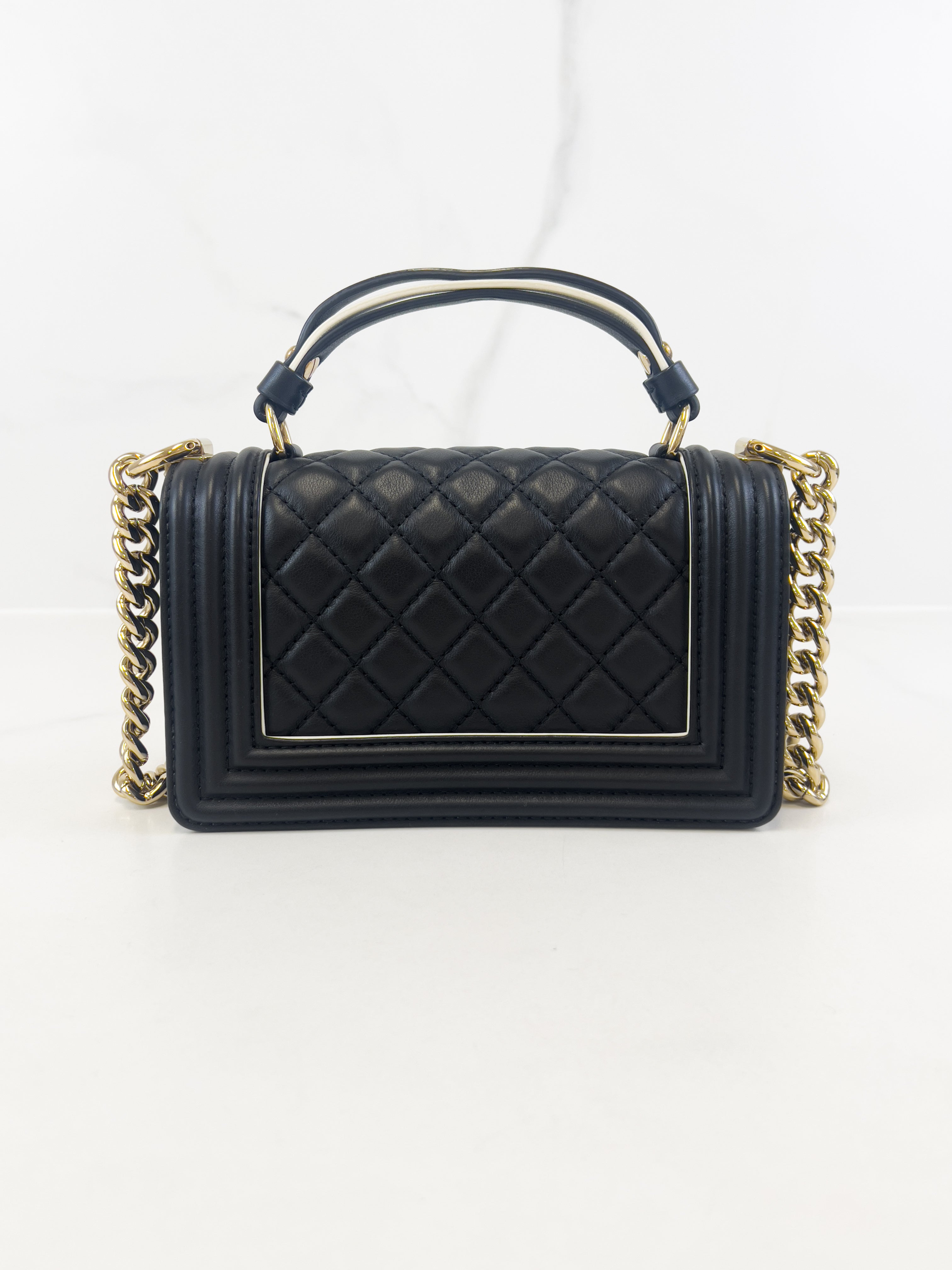 Chanel Top Handle Small Black Boy Bag with GHW