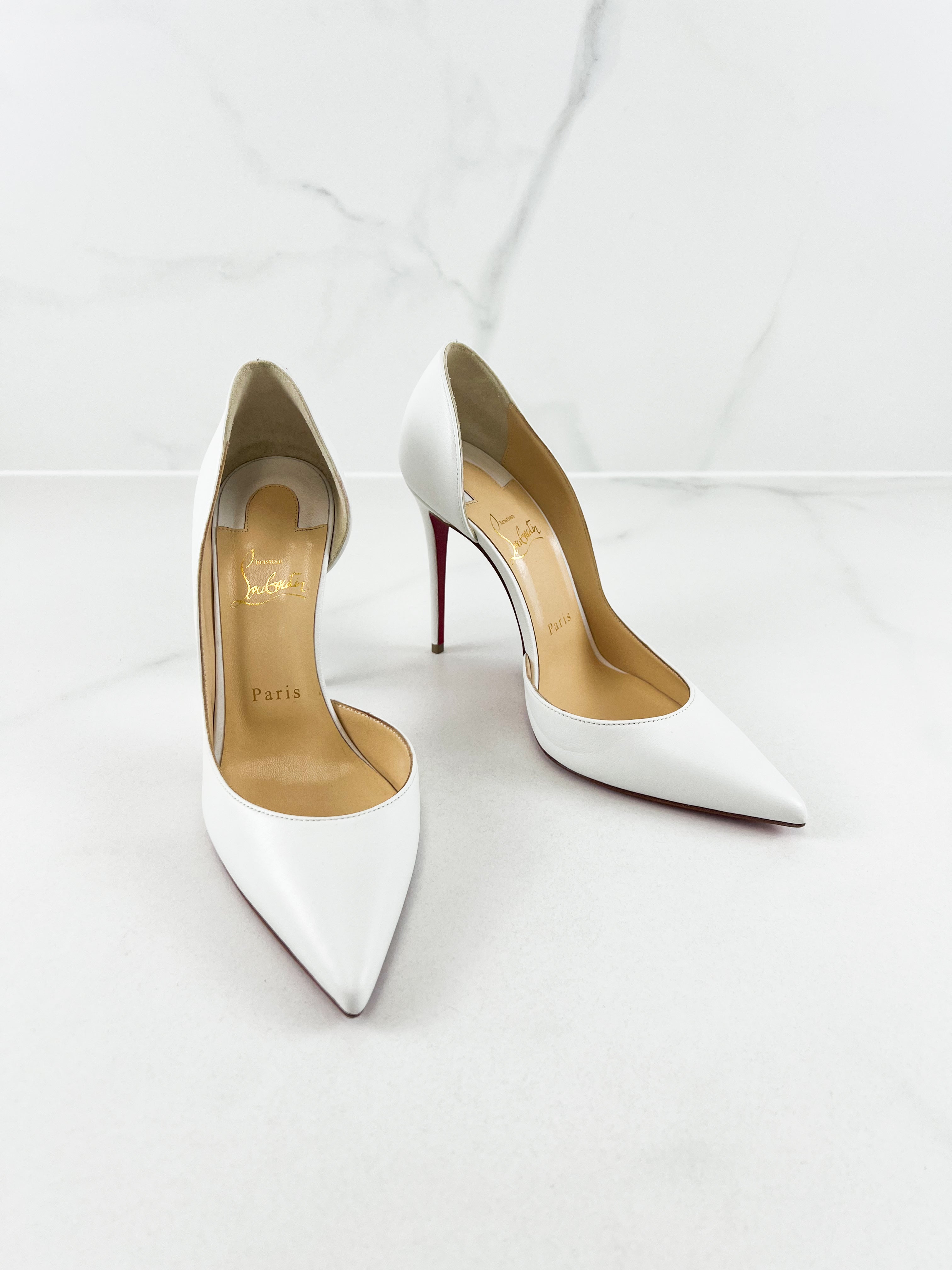Christian Louboutin White Iriza 100mm Size 38.5