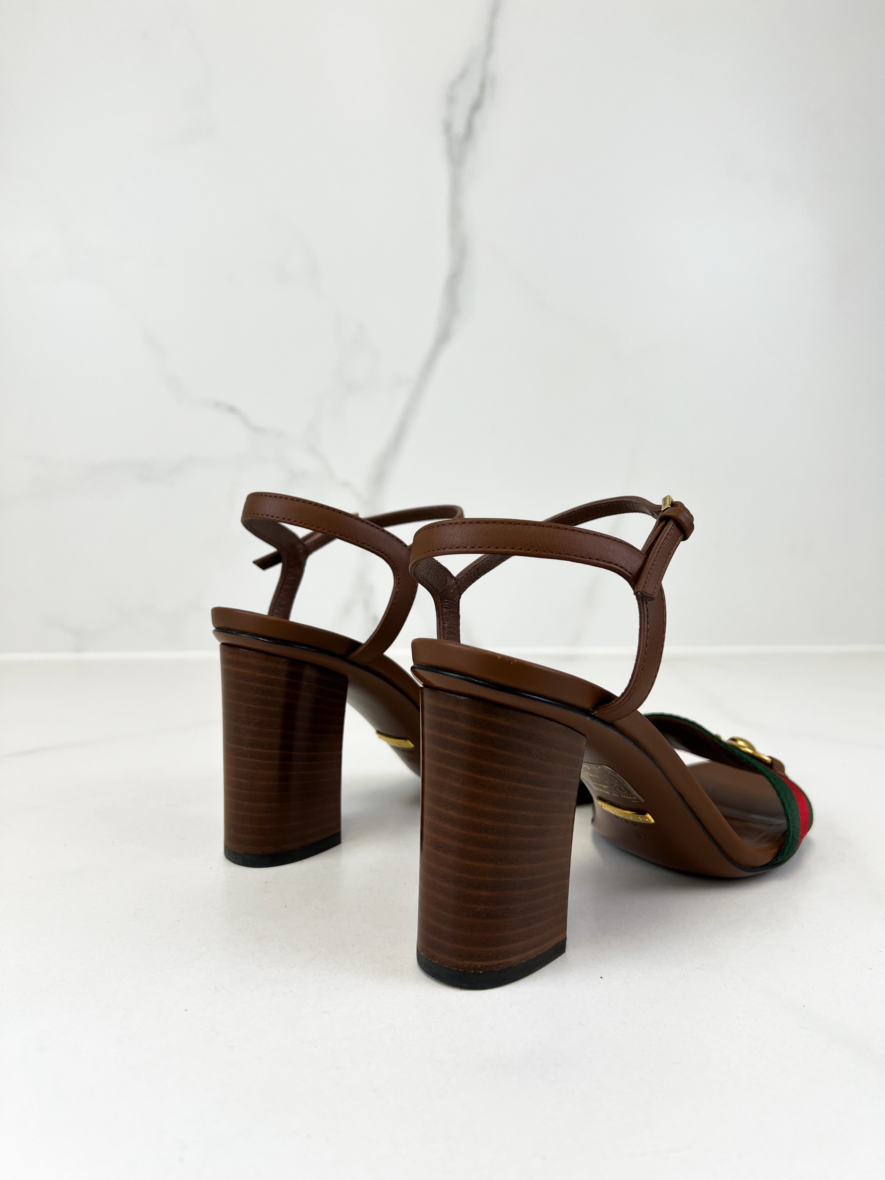 Gucci Horsebit Leather Heel Sandal 90mm Size 37
