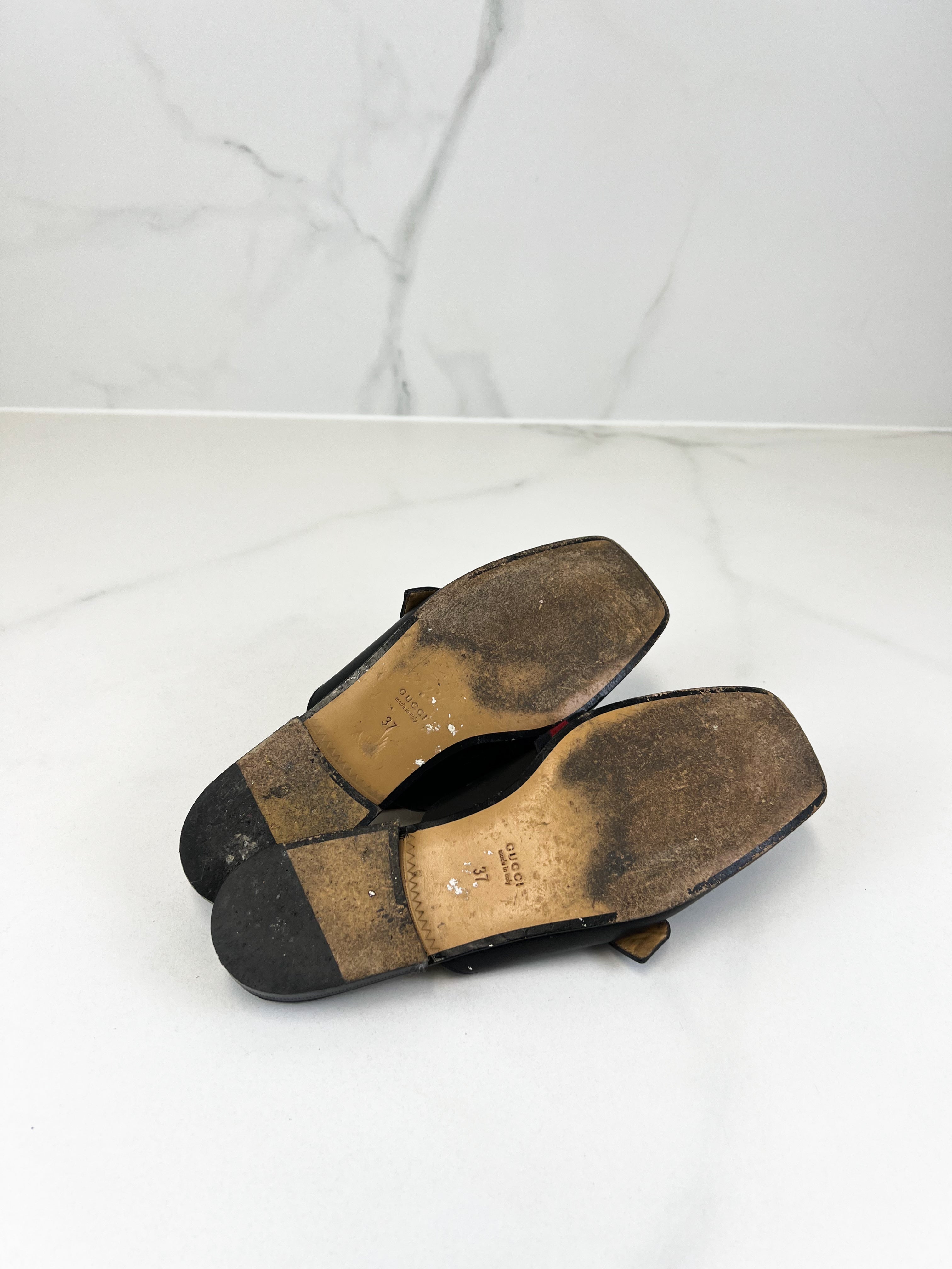 Gucci GG Peyton Leather Mules Size 37