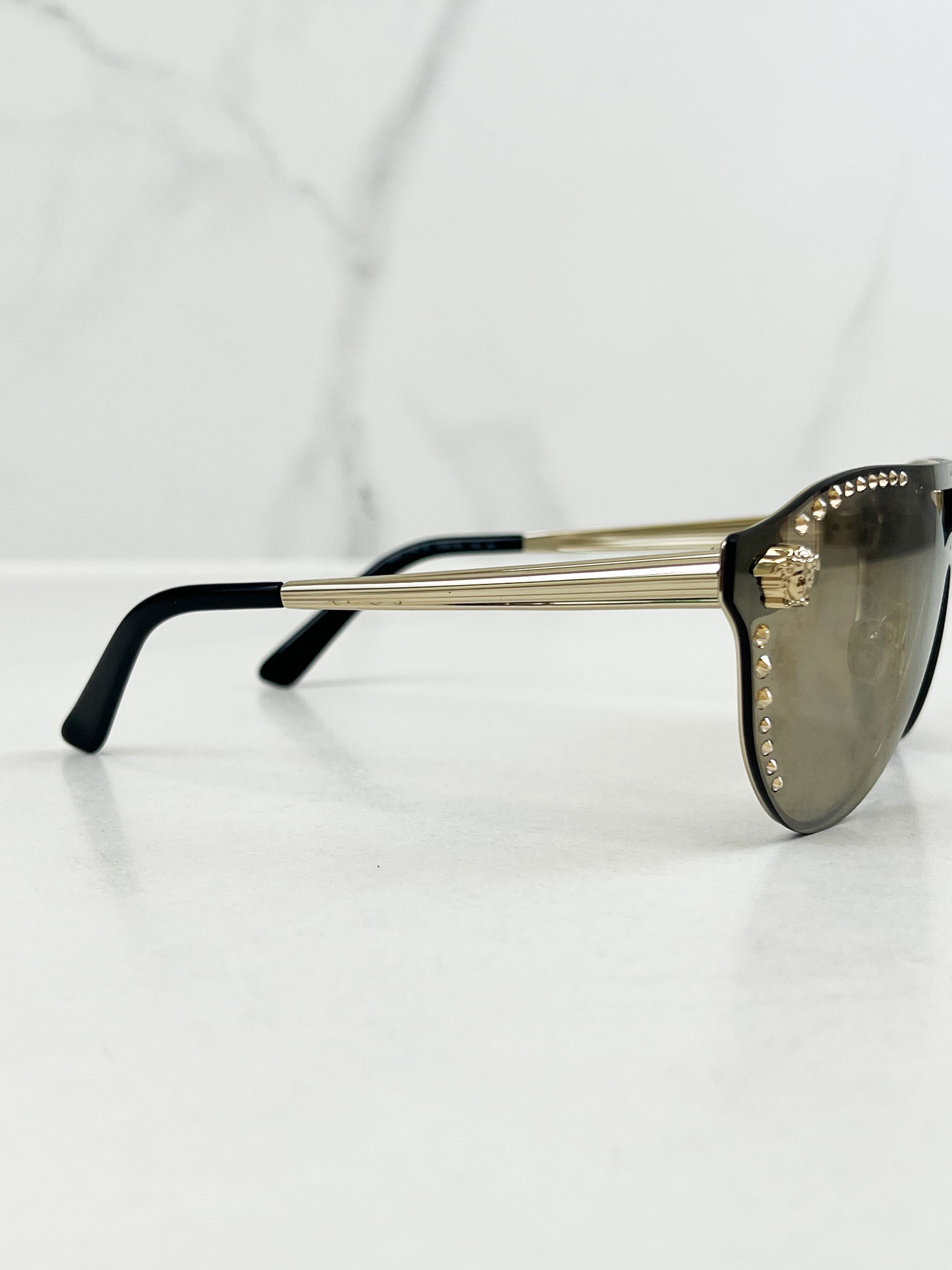 Versace Gold Studded Sunglasses with Medusa Detail
