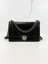 Christian Dior Medium Black Leather Diorama Shoulder Bag