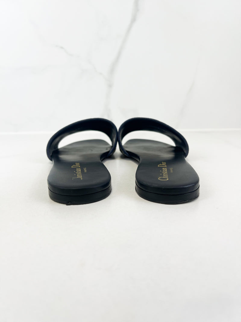 Christian Dior Navy Dway Slides Size 39.5