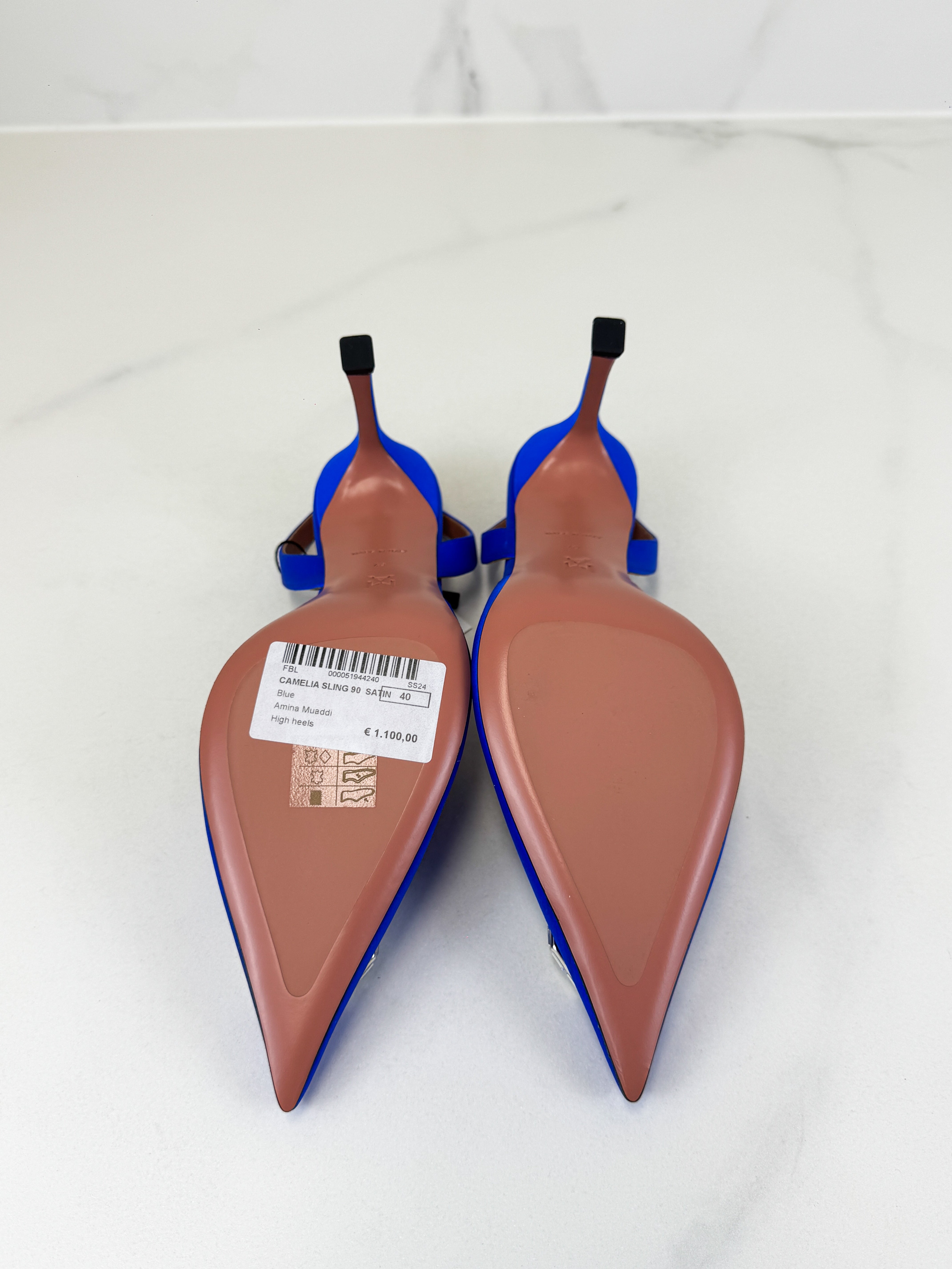 Amina Muaddi Camelia Sling 90 Electric Blue Size 40