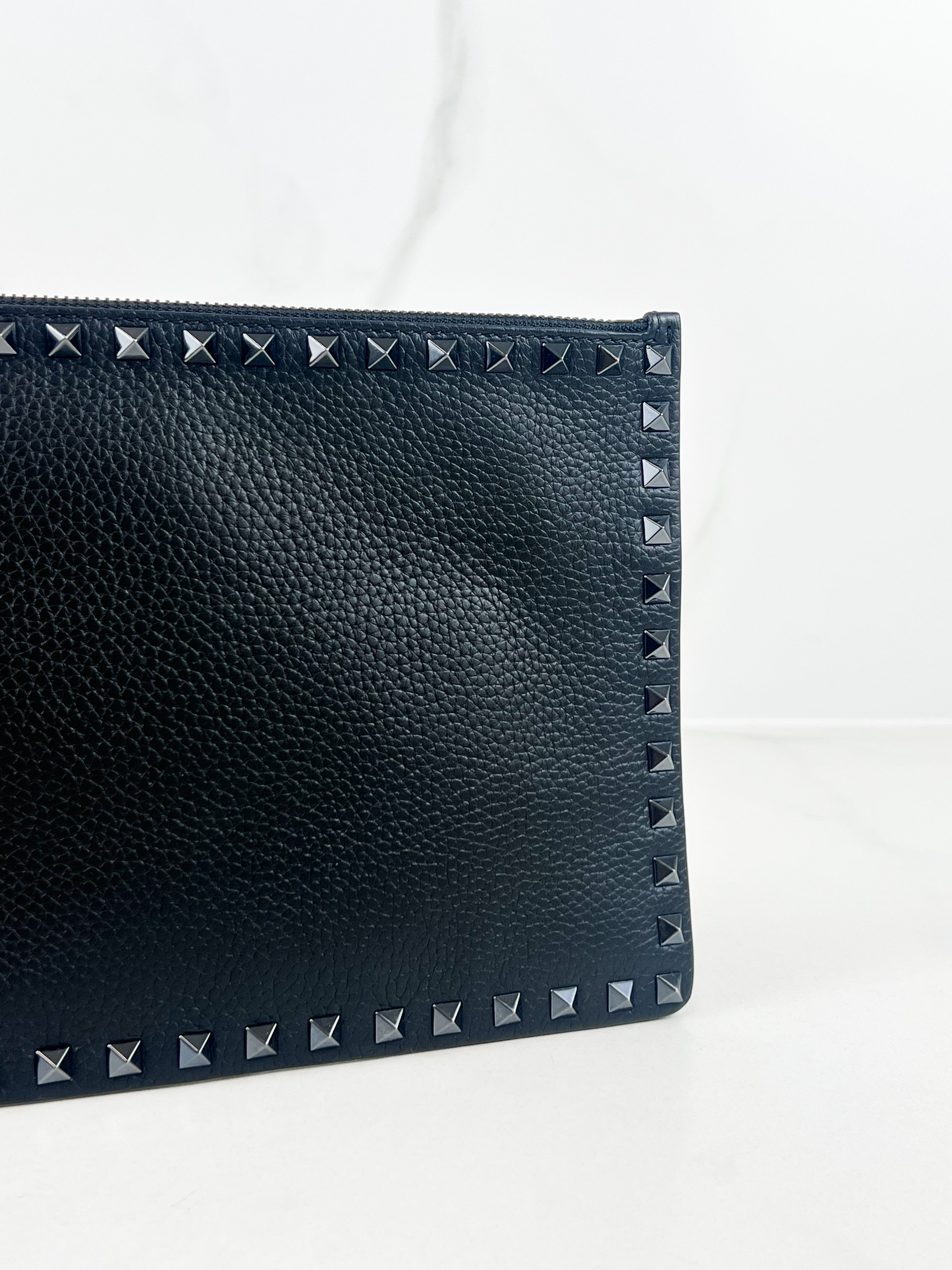Valentino Garavani Rockstud Black Leather Clutch