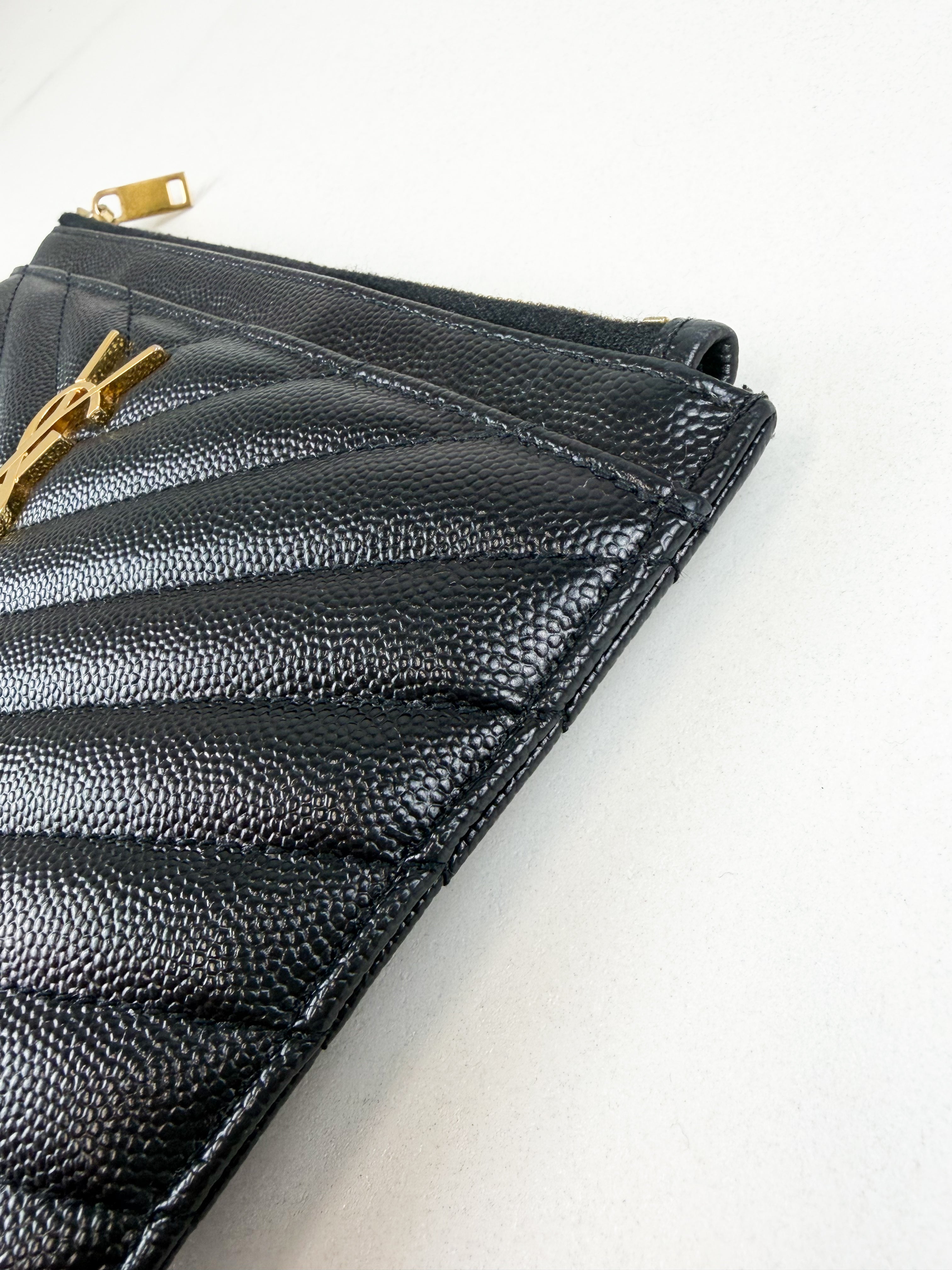 Saint Laurent Cassandre Metelasse Pouch in Grain De Poudre Leather with GHW