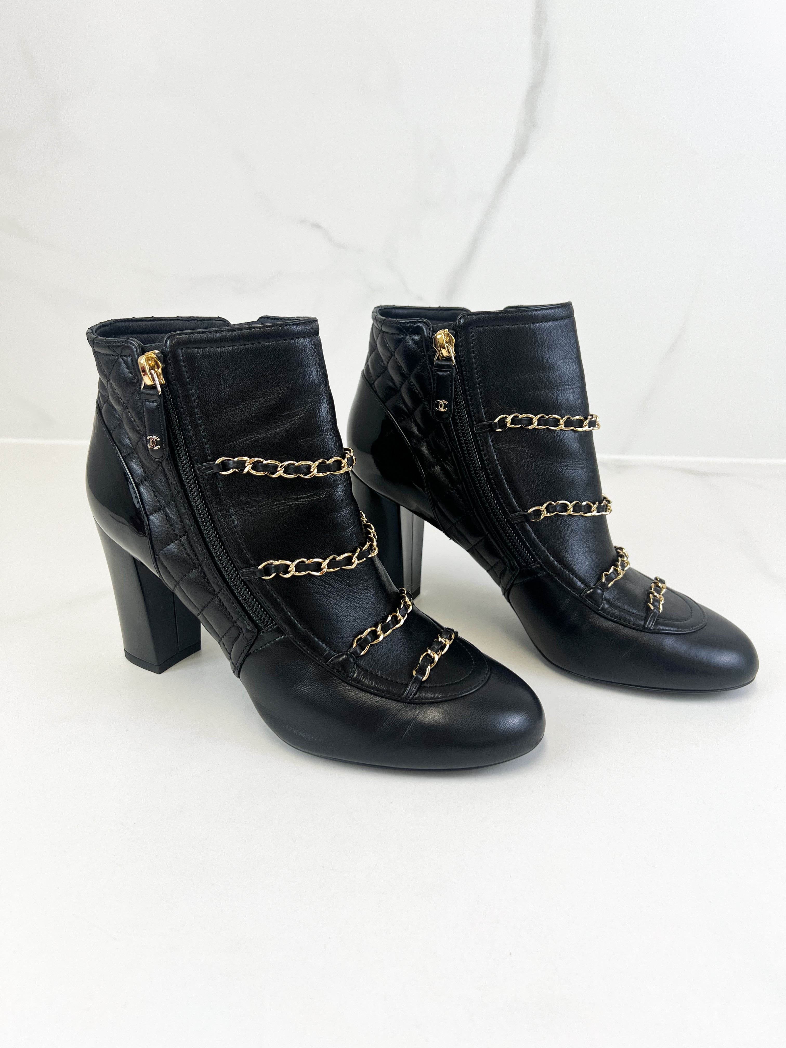 Chanel Black Chain Boot Size 39
