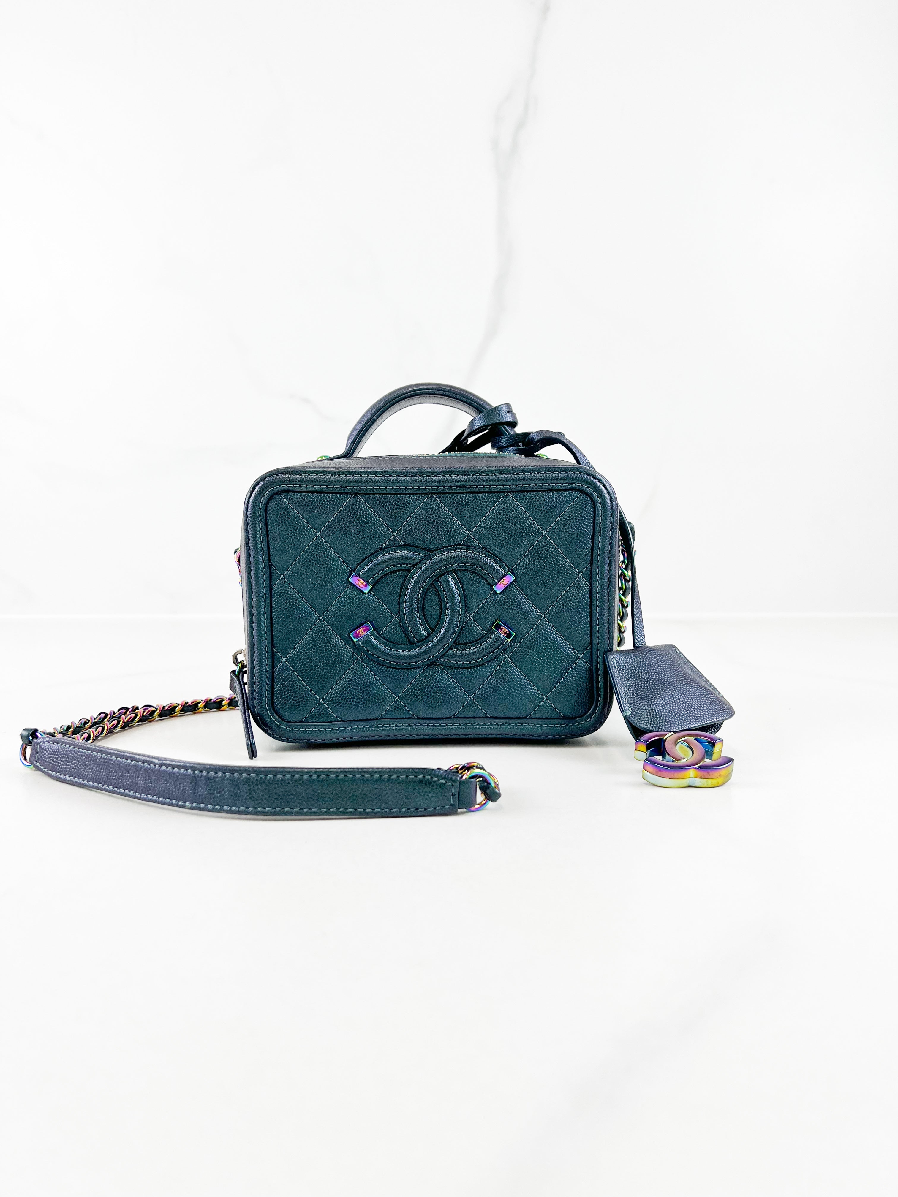 Chanel Filigree Small CC Green Caviar Vanity Bag