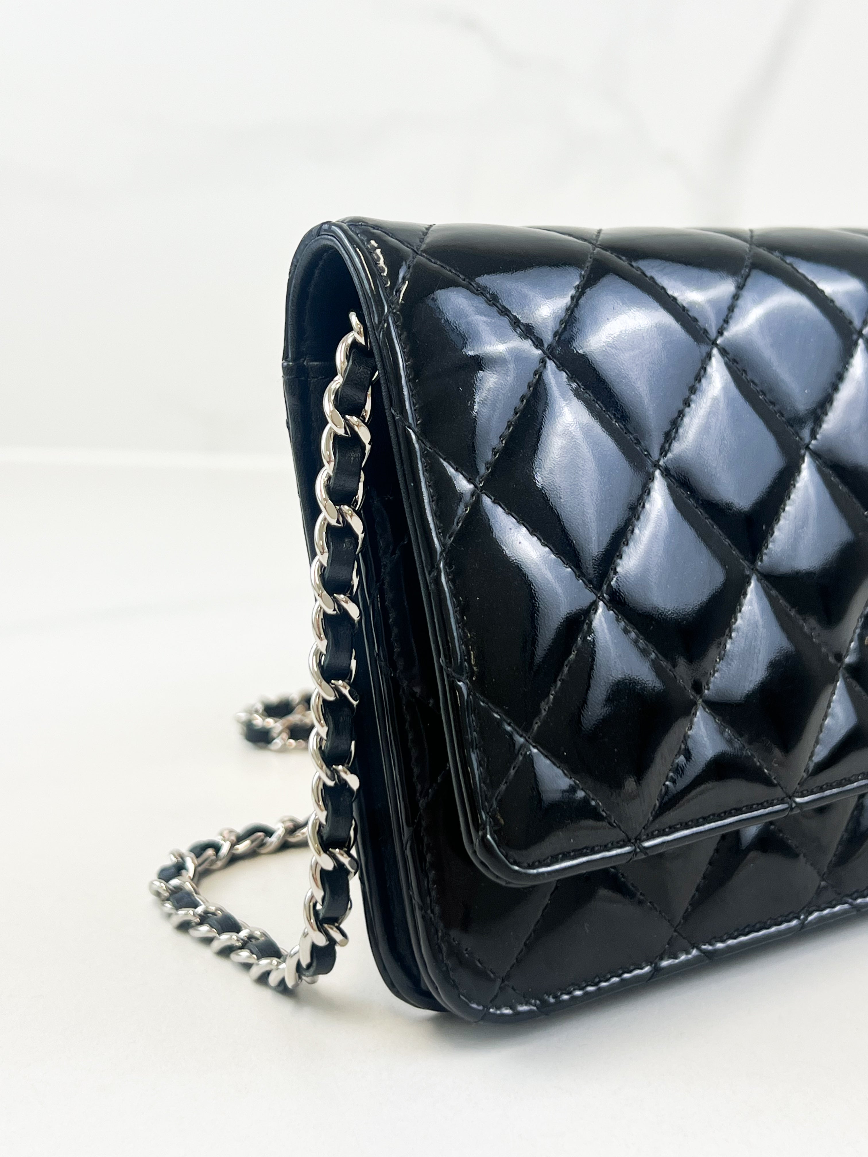 Chanel Patent Black CC WOC with SHW