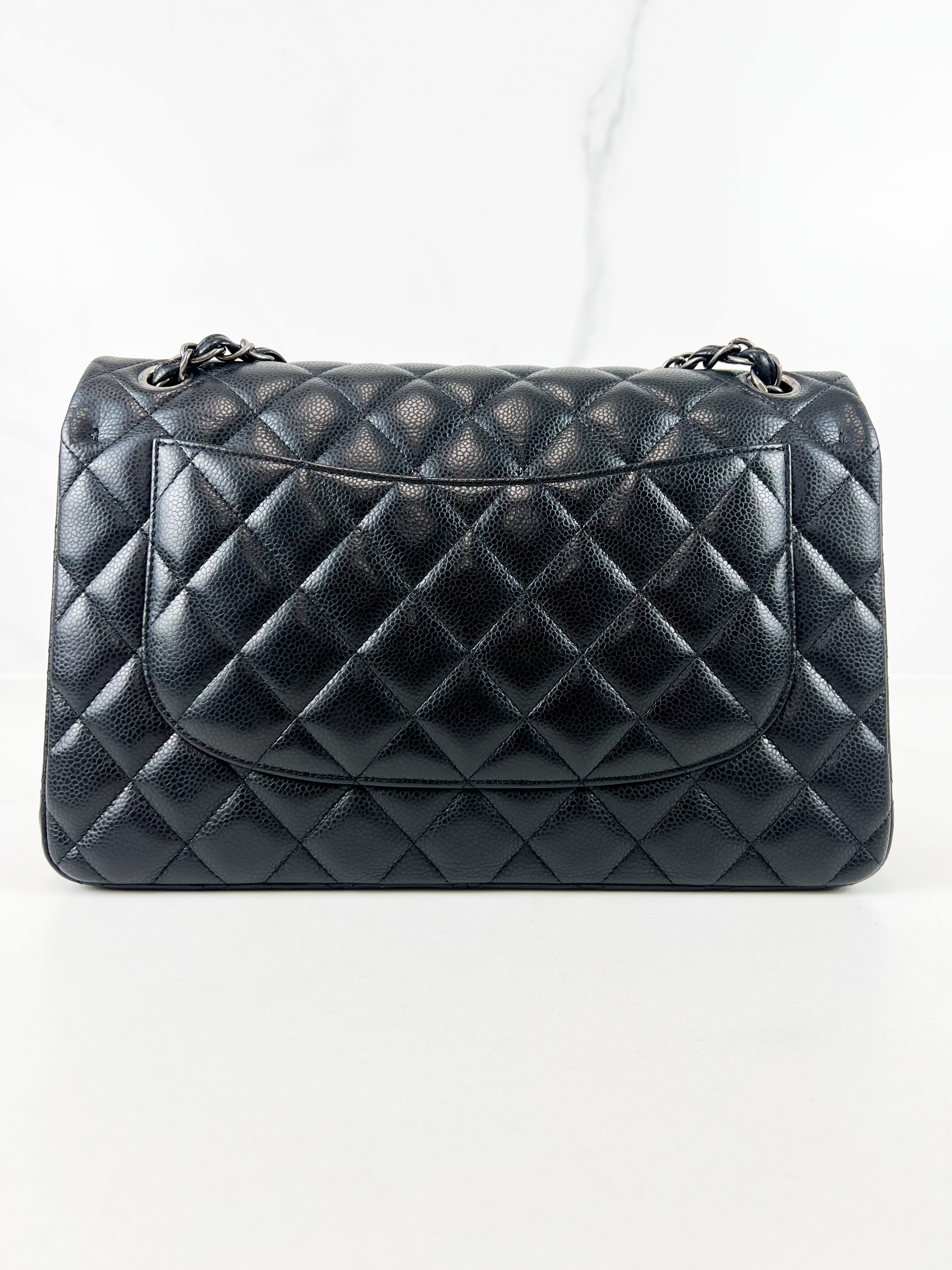 Chanel Jumbo Black Classic Double Flap Caviar Shoulder Bag