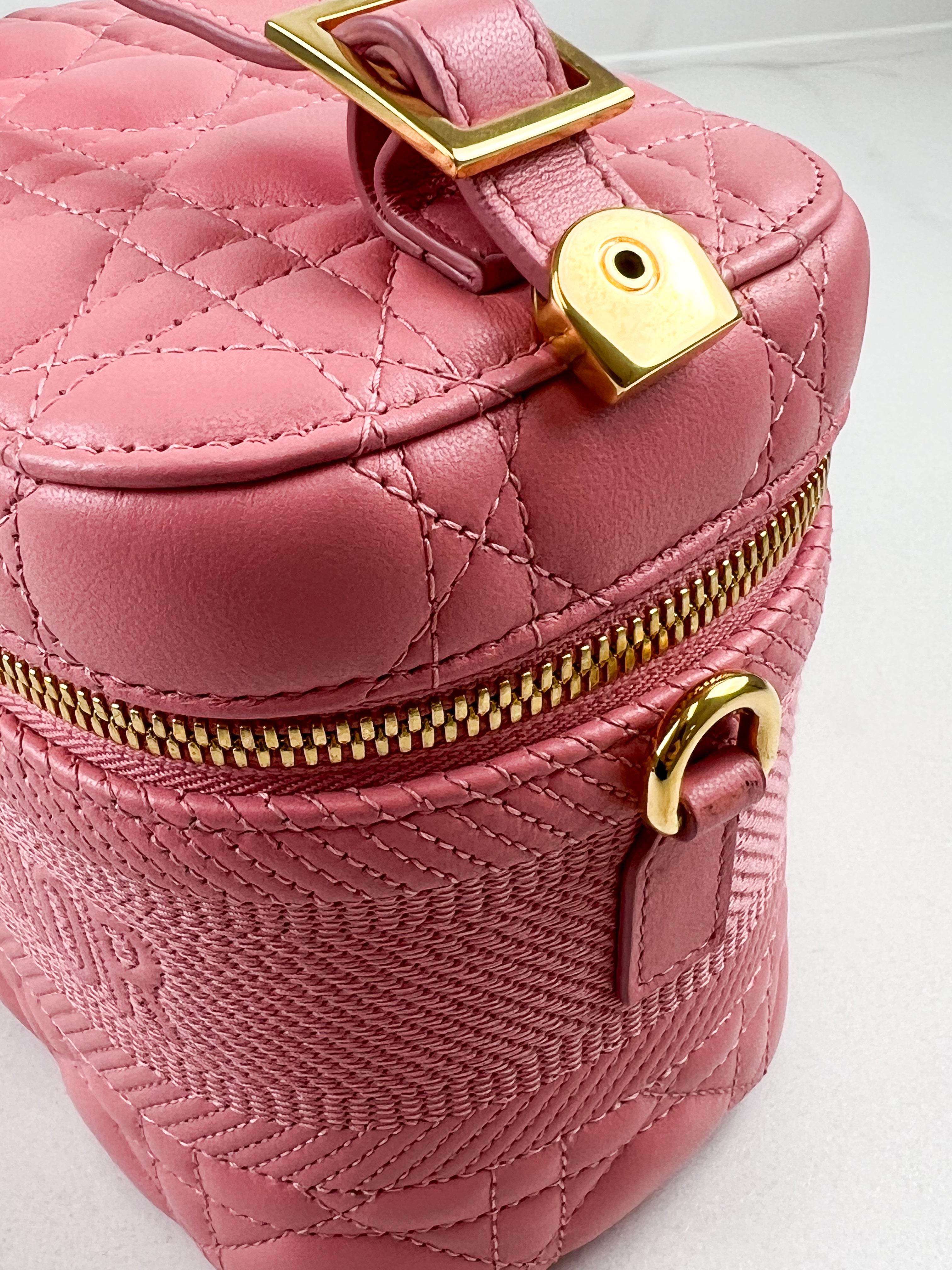 Christian Dior Travel Vanity Case in Pink Cannage Lambskin